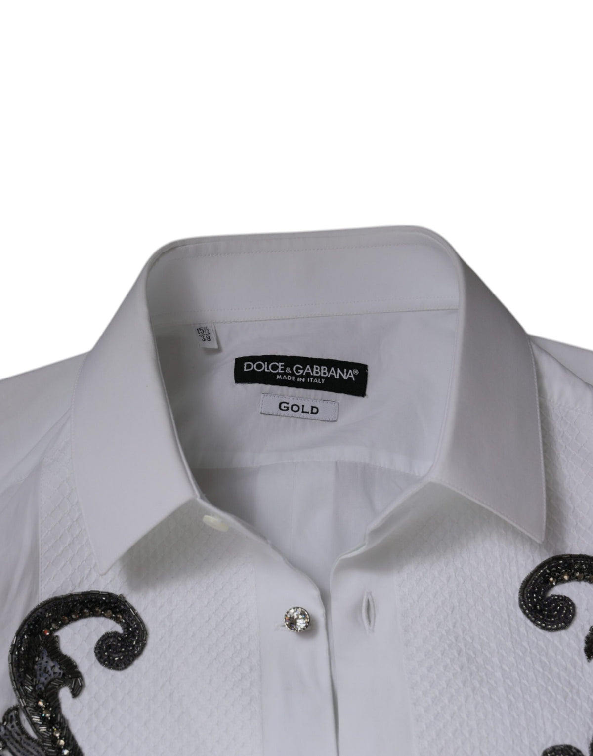 Dolce & Gabbana White Slim Fit Baroque GOLD Men Dress Men's Shirt (Pre-Owned)
