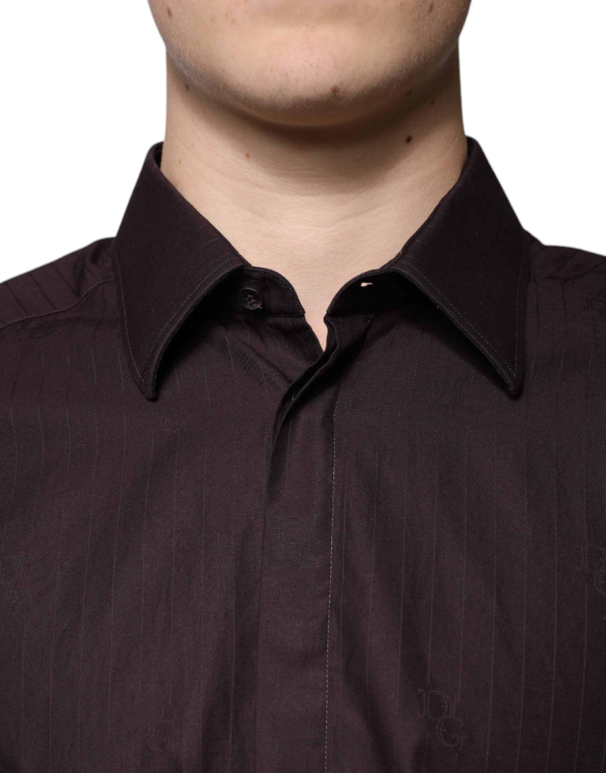 Dolce & Gabbana Purple Cotton Slim Fit MARTINI Dress Men's Shirt (Pre-Owned)
