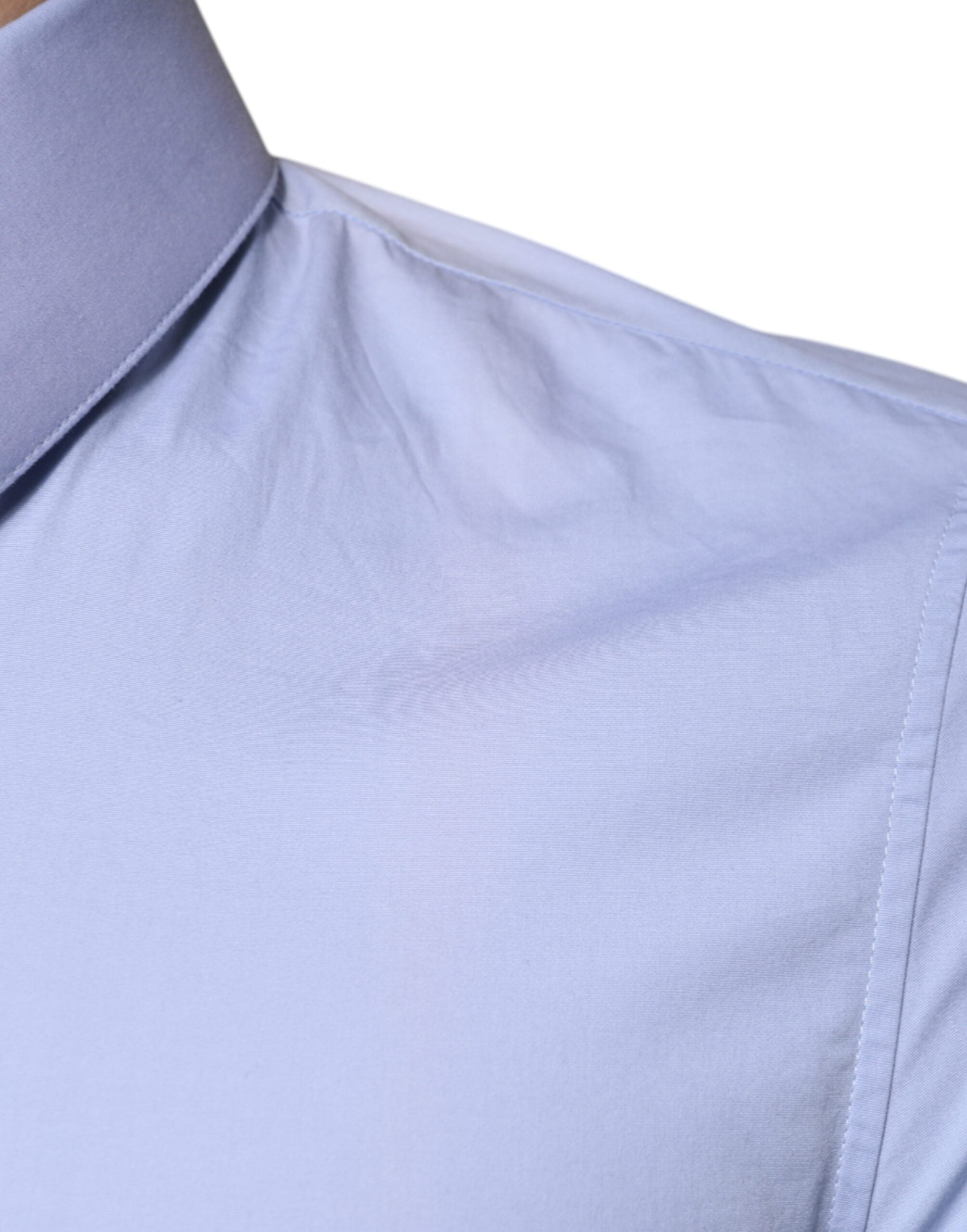 Dolce & Gabbana Light Blue Cotton Slim Fit SICILIA Dress Men's Shirt (Pre-Owned)