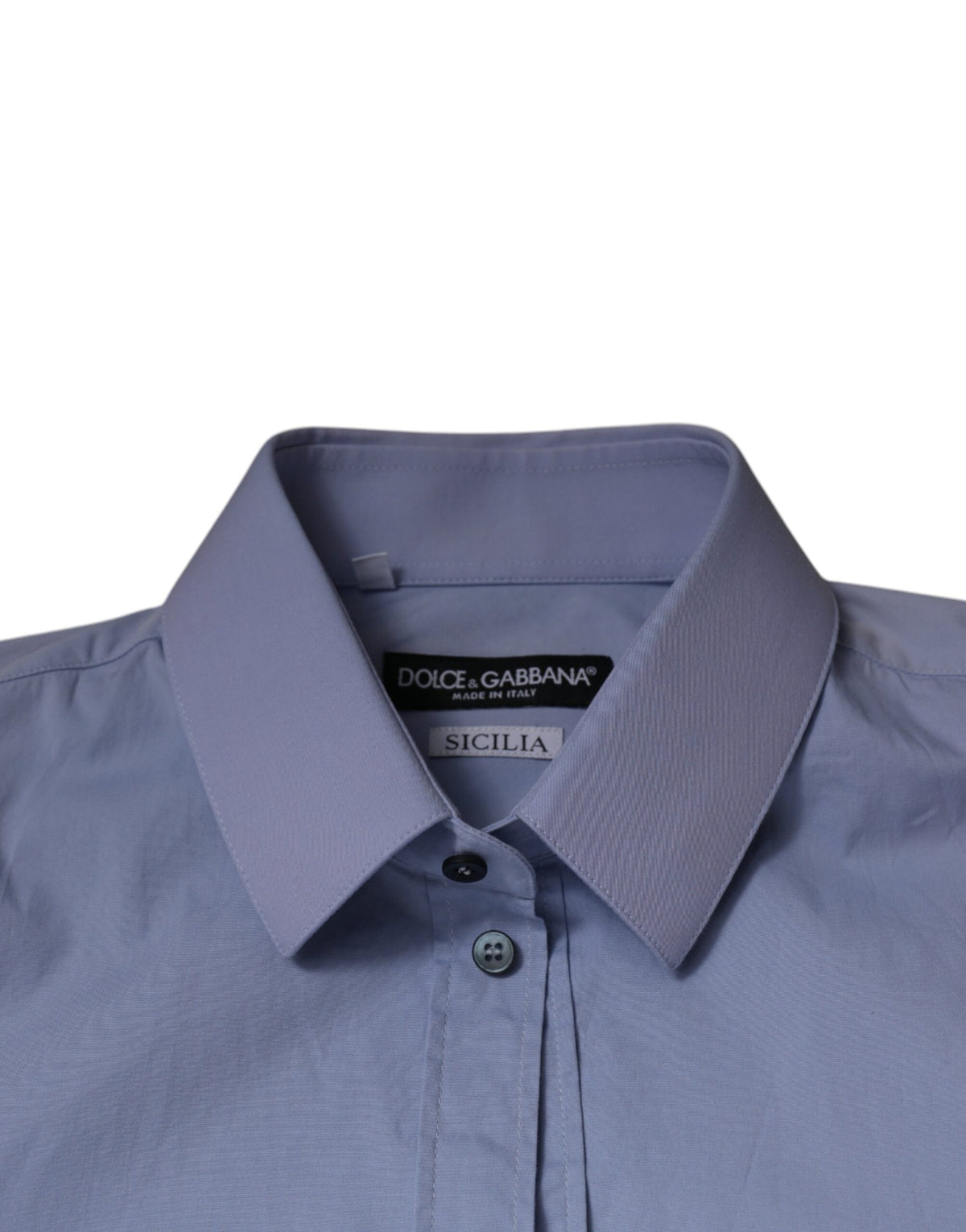 Dolce & Gabbana Light Blue Cotton Slim Fit SICILIA Dress Men's Shirt (Pre-Owned)