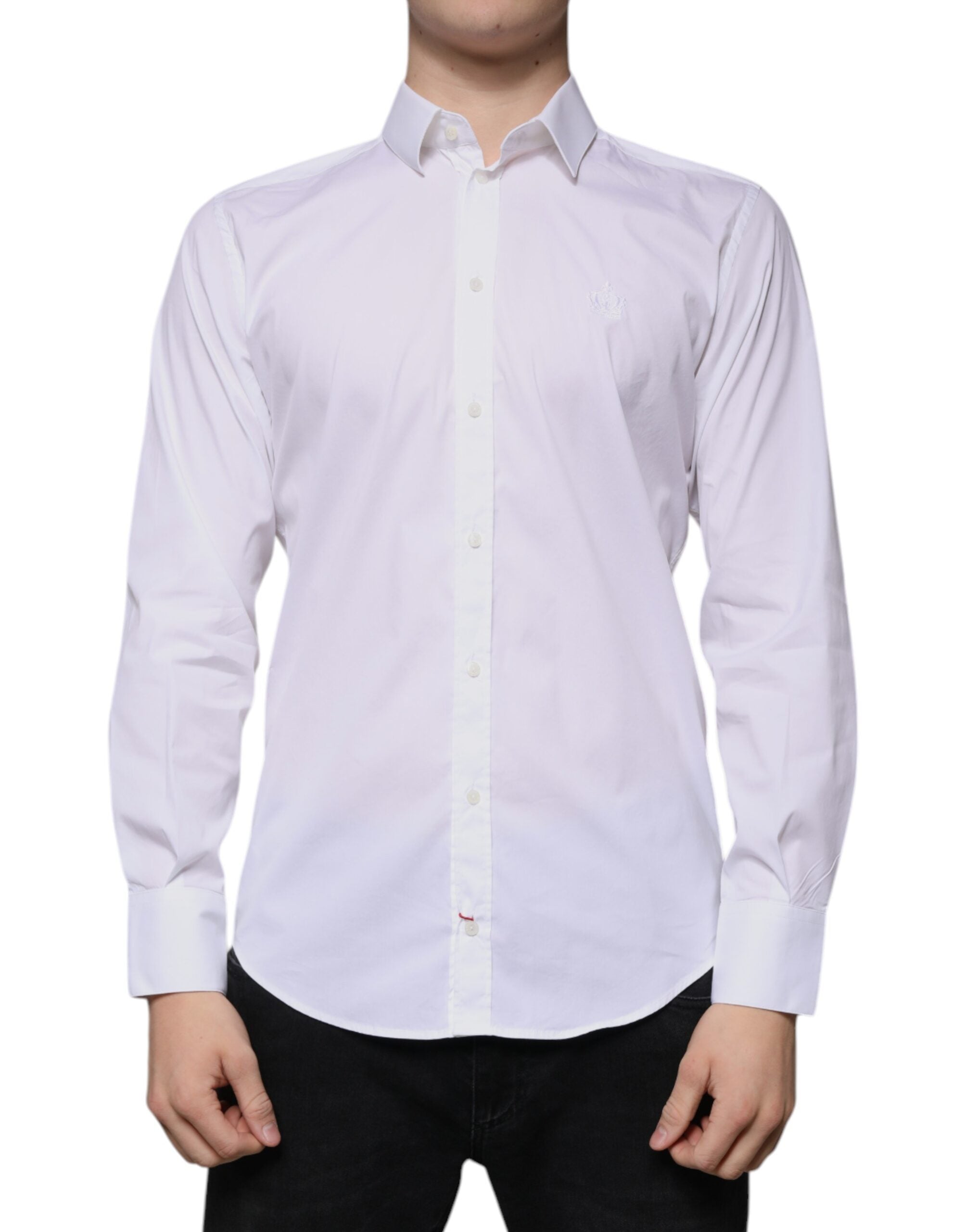 Dolce & Gabbana White Cotton Blend Men MARTINI Dress Men's Shirt