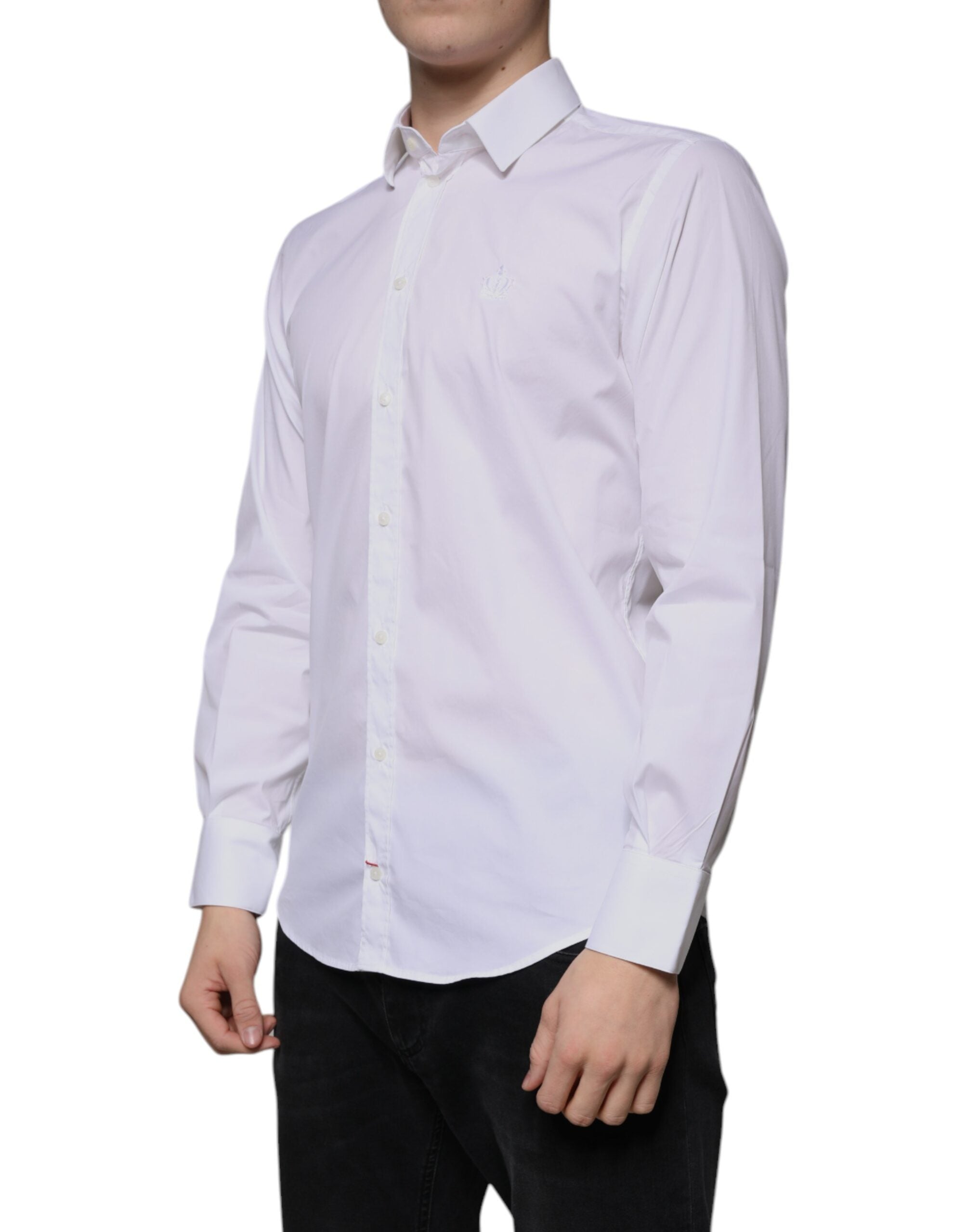 Dolce & Gabbana White Cotton Blend Men MARTINI Dress Men's Shirt