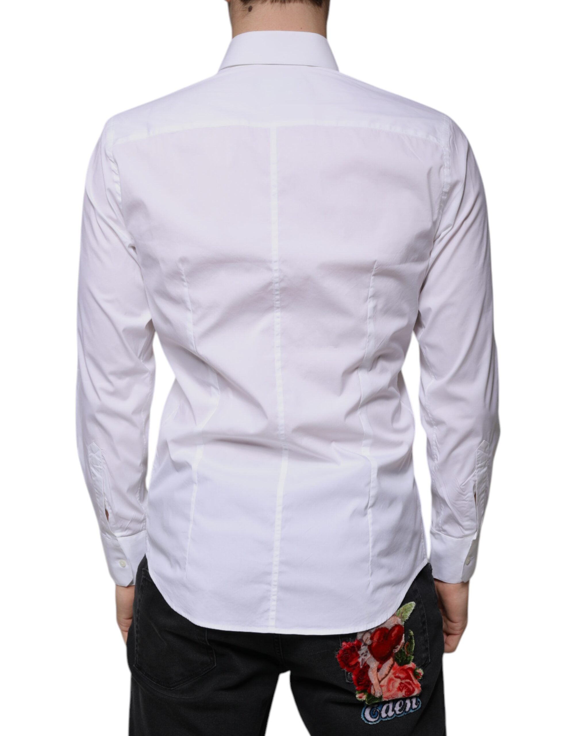 Dolce & Gabbana White Cotton Blend Men MARTINI Dress Men's Shirt