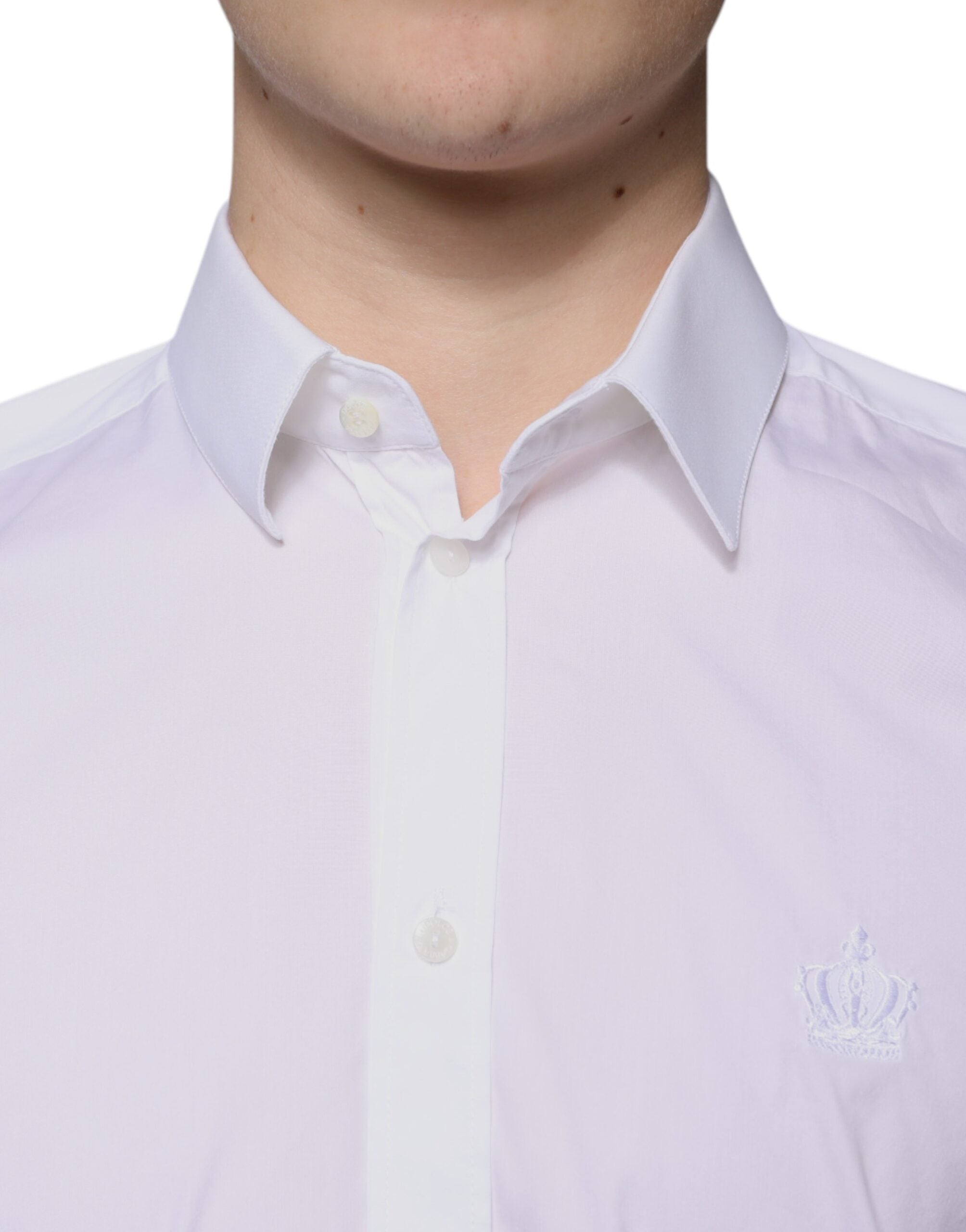 Dolce & Gabbana White Cotton Blend Men MARTINI Dress Men's Shirt