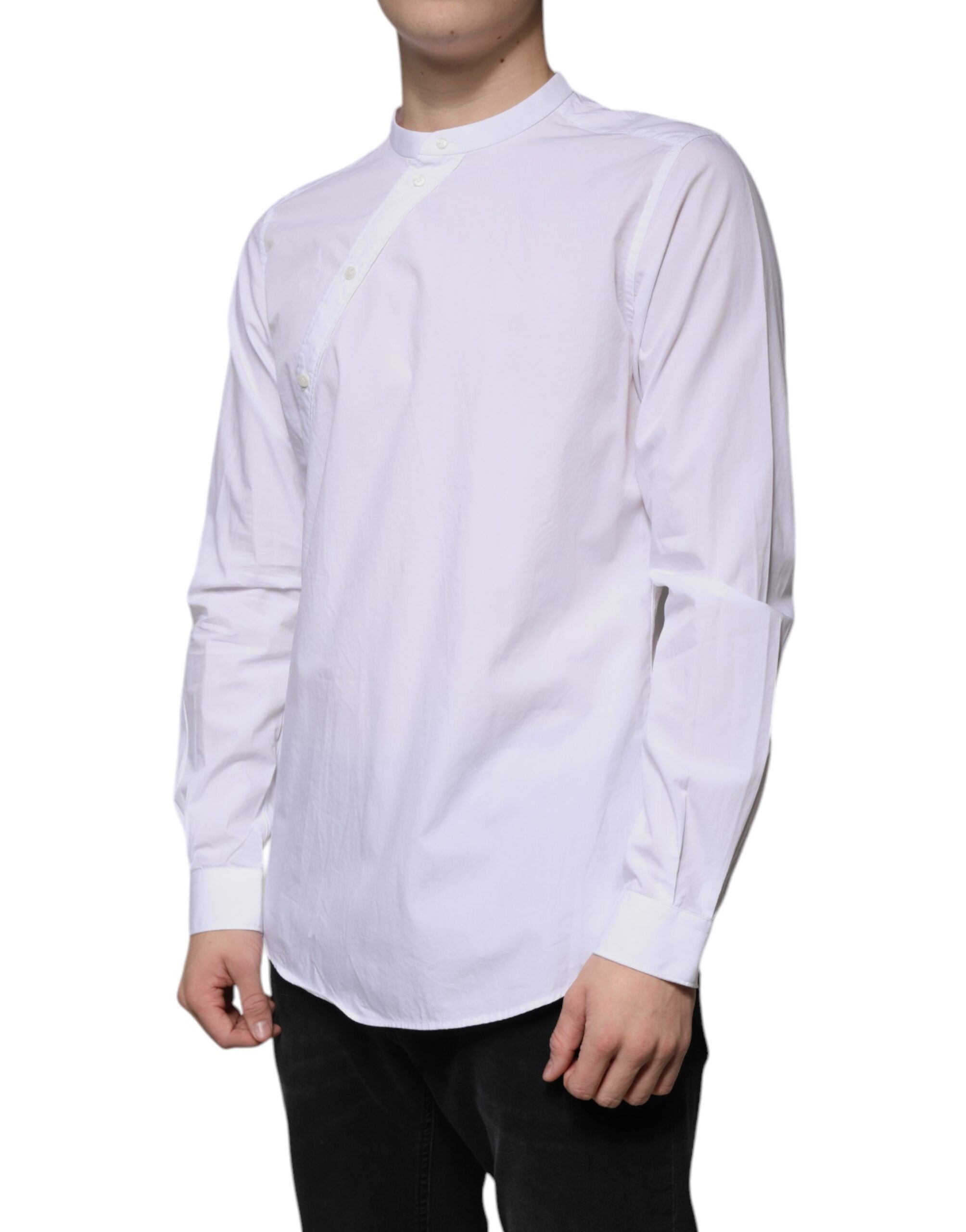 Dolce & Gabbana White Cotton Slim Fit MARTINI Dress Men's Shirt