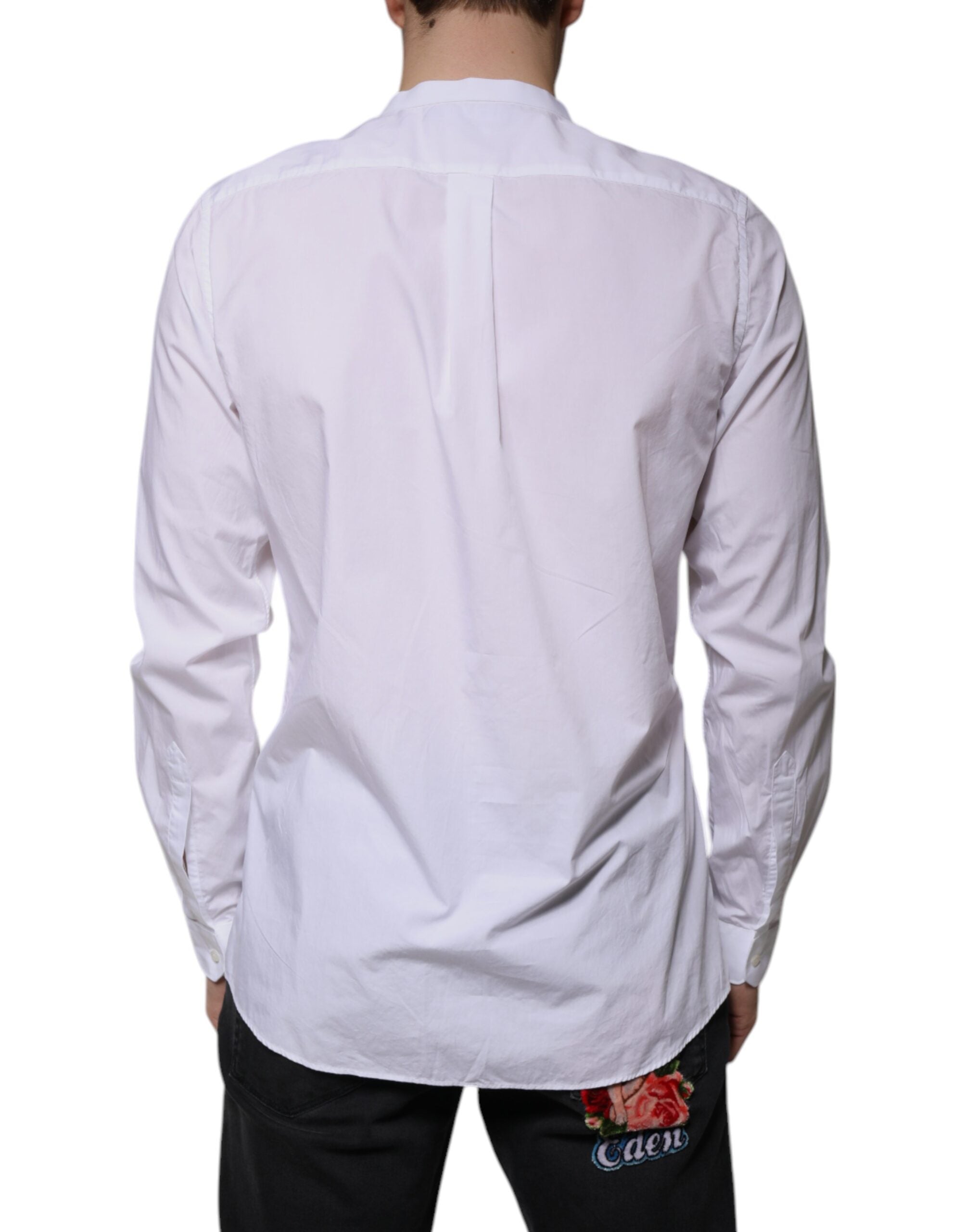 Dolce & Gabbana White Cotton Slim Fit MARTINI Dress Men's Shirt