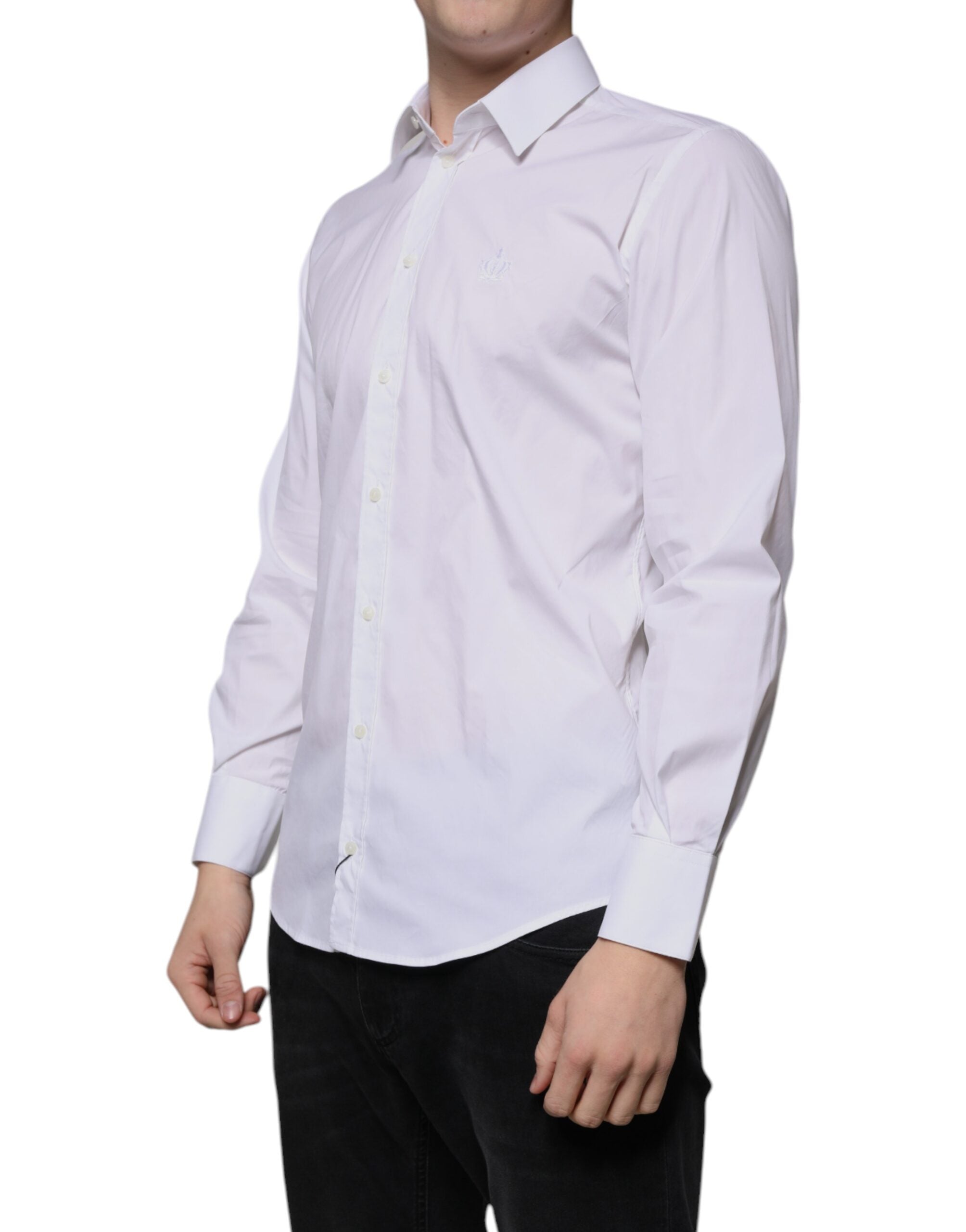 Dolce & Gabbana White Cotton Slim Fit Men MARTINI Dress Men's Shirt (Pre-Owned)