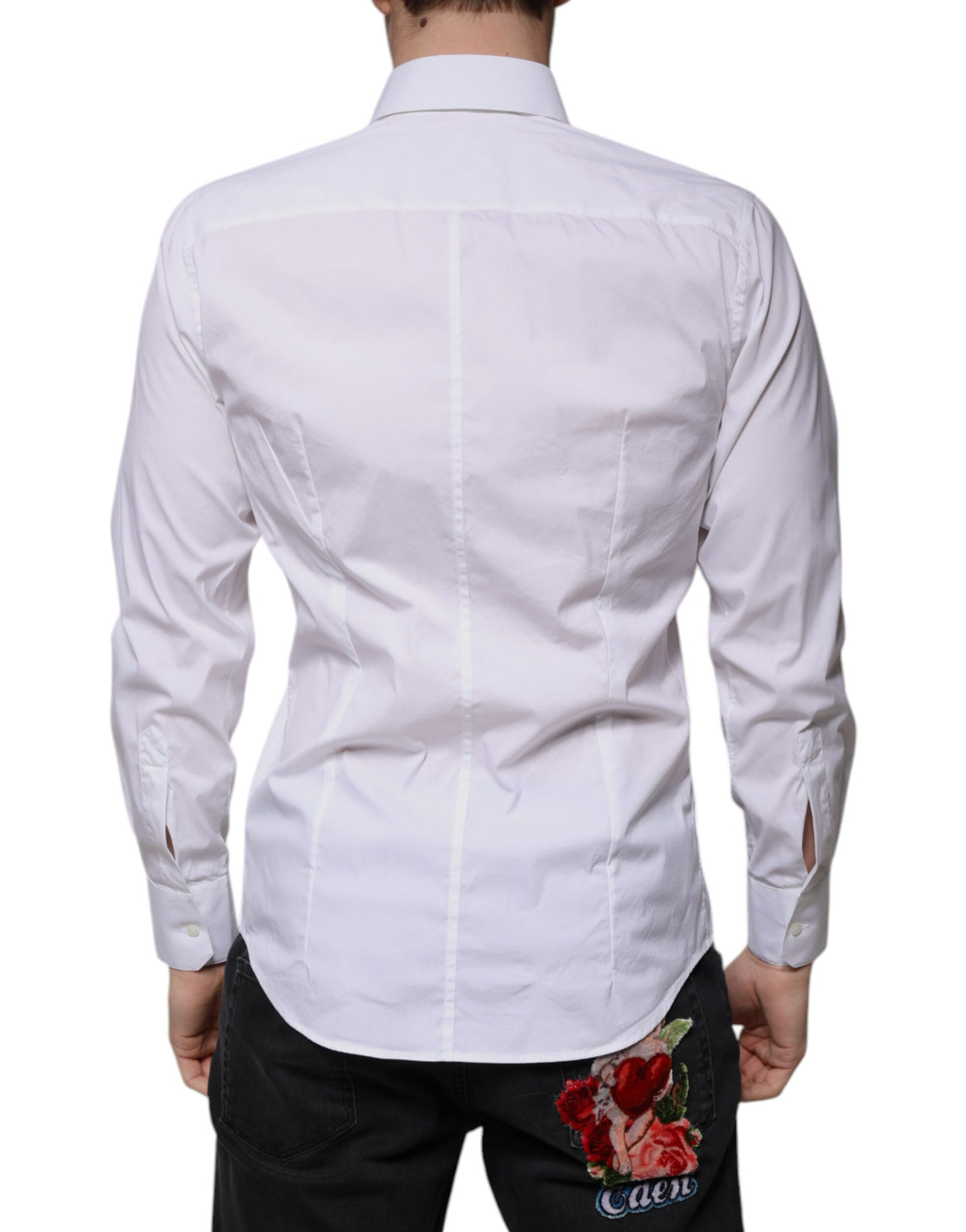 Dolce & Gabbana White Cotton Slim Fit Men MARTINI Dress Men's Shirt (Pre-Owned)