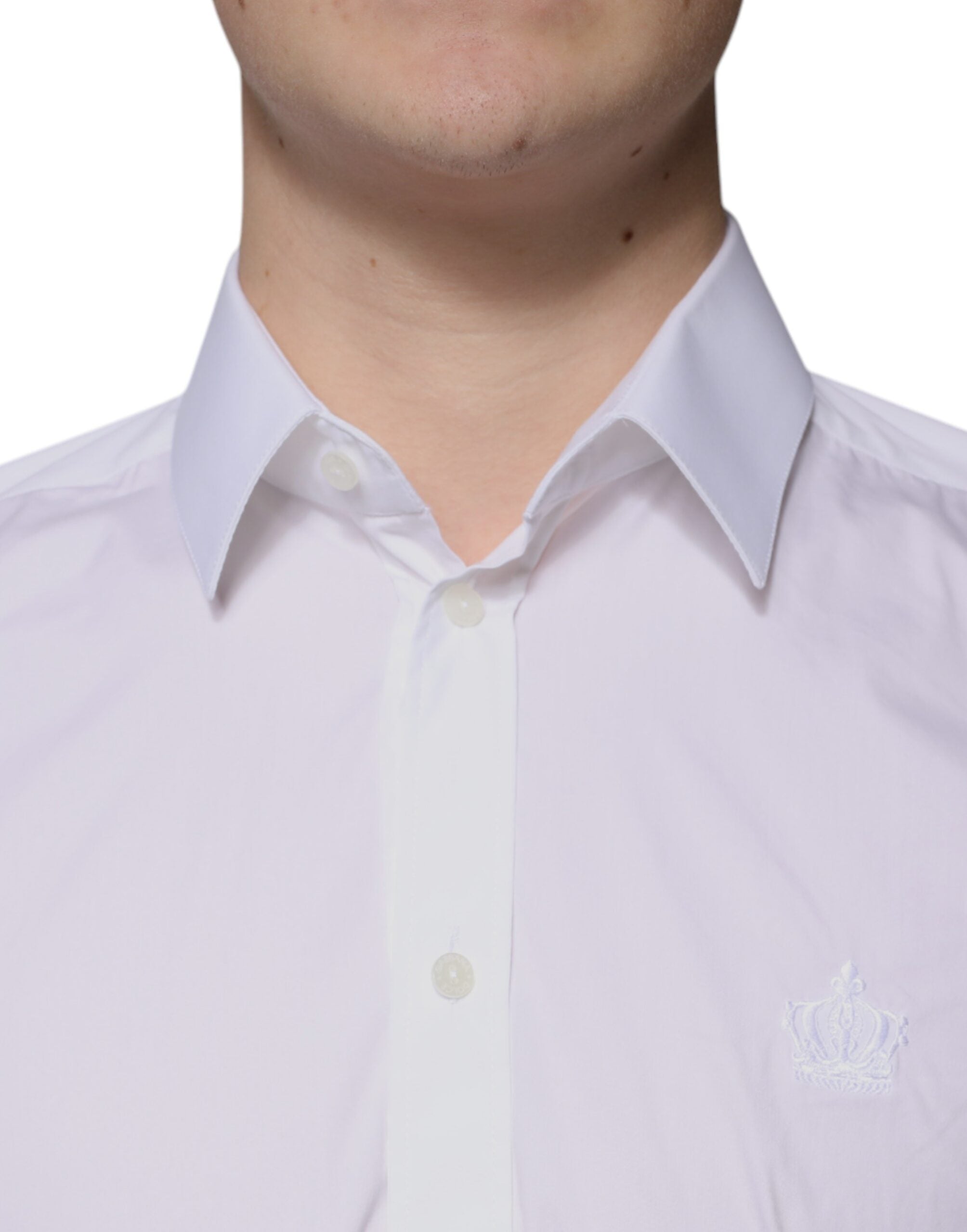 Dolce & Gabbana White Cotton Slim Fit Men MARTINI Dress Men's Shirt (Pre-Owned)
