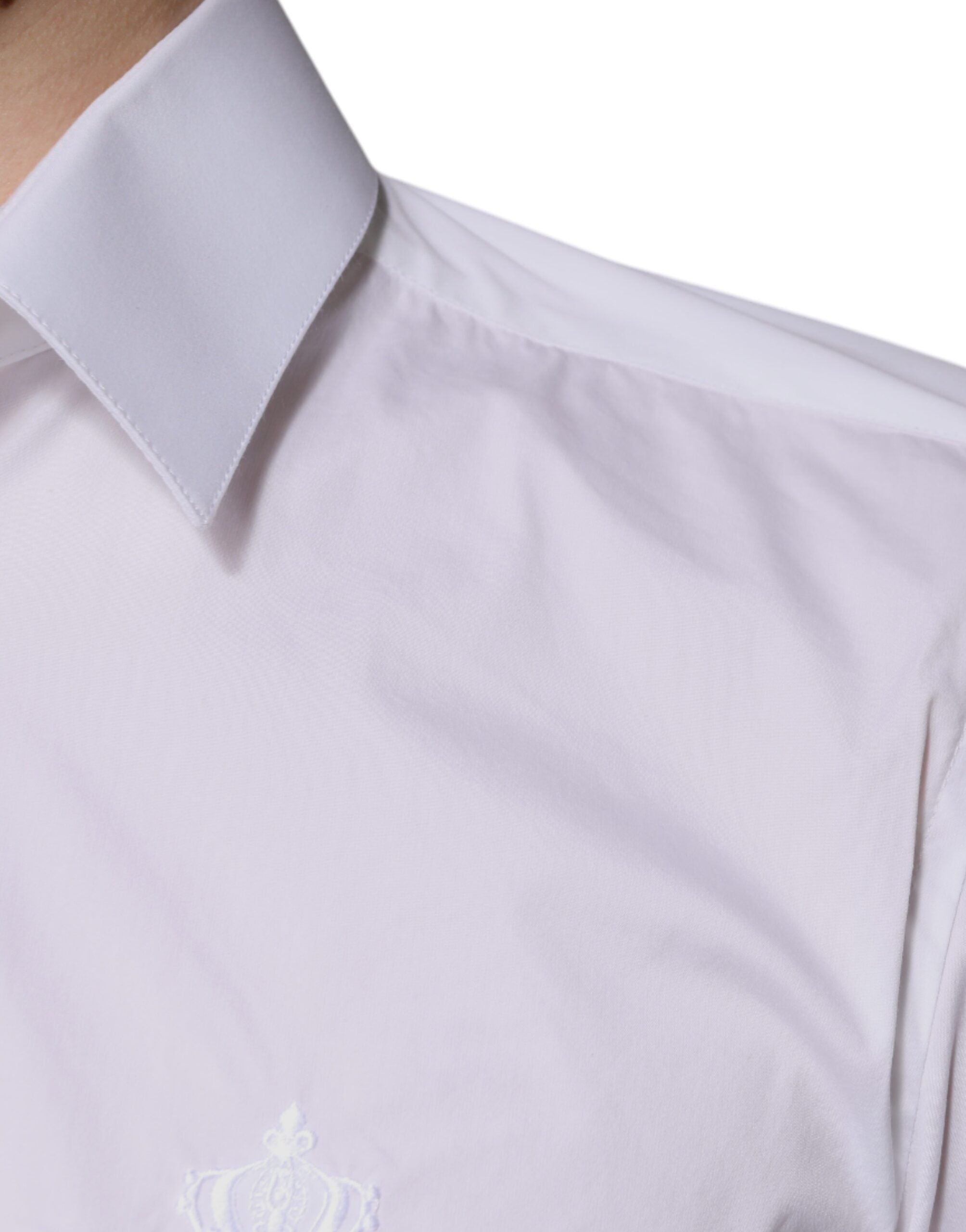 Dolce & Gabbana White Cotton Slim Fit Men MARTINI Dress Men's Shirt (Pre-Owned)
