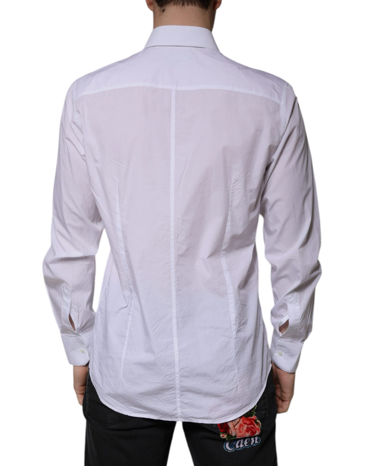 Dolce & Gabbana White Cotton Slim Fit MARTINI Men Dress Men's Shirt (Pre-Owned)
