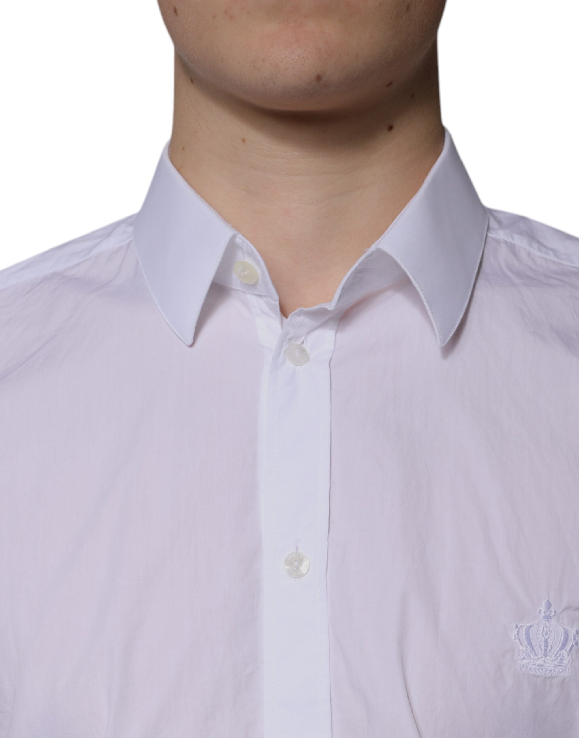 Dolce & Gabbana White Cotton Slim Fit MARTINI Men Dress Men's Shirt (Pre-Owned)