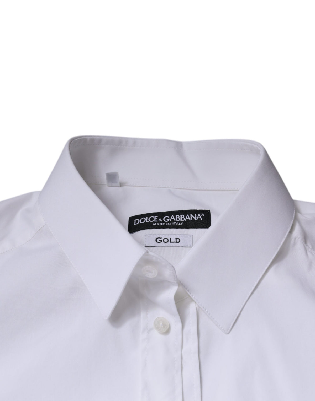 Dolce & Gabbana White Cotton Long Sleeve GOLD Dress Men's Shirt (Pre-Owned)