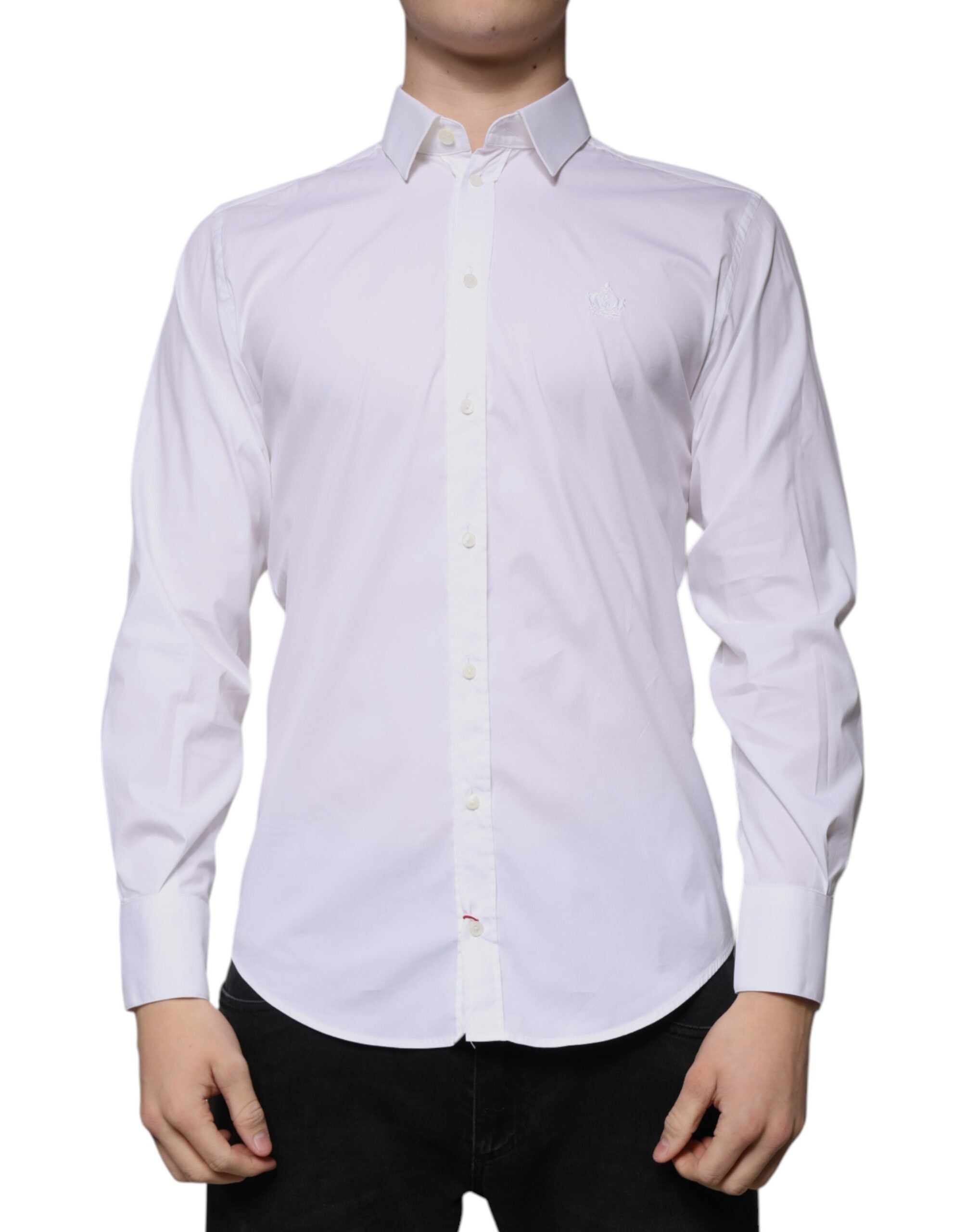 Dolce & Gabbana White Cotton Blend Formal MARTINI Men's Shirt (Pre-Owned)