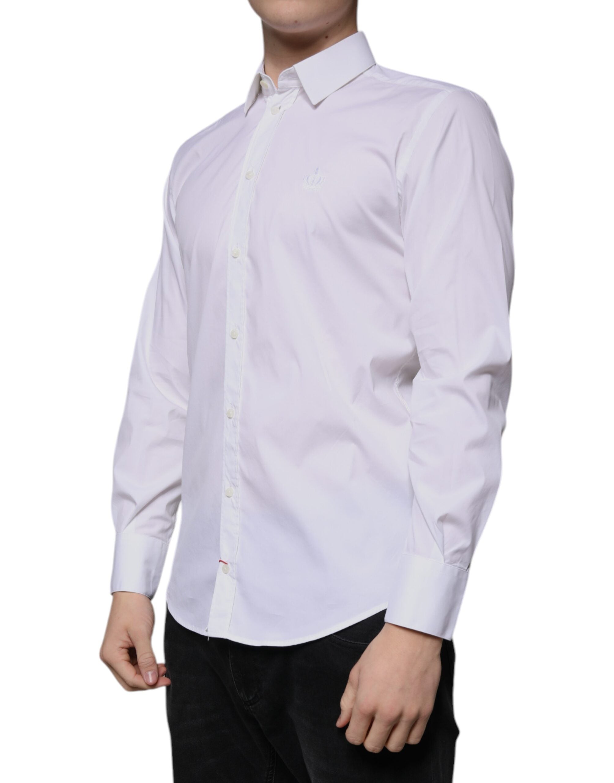 Dolce & Gabbana White Cotton Blend Formal MARTINI Men's Shirt (Pre-Owned)