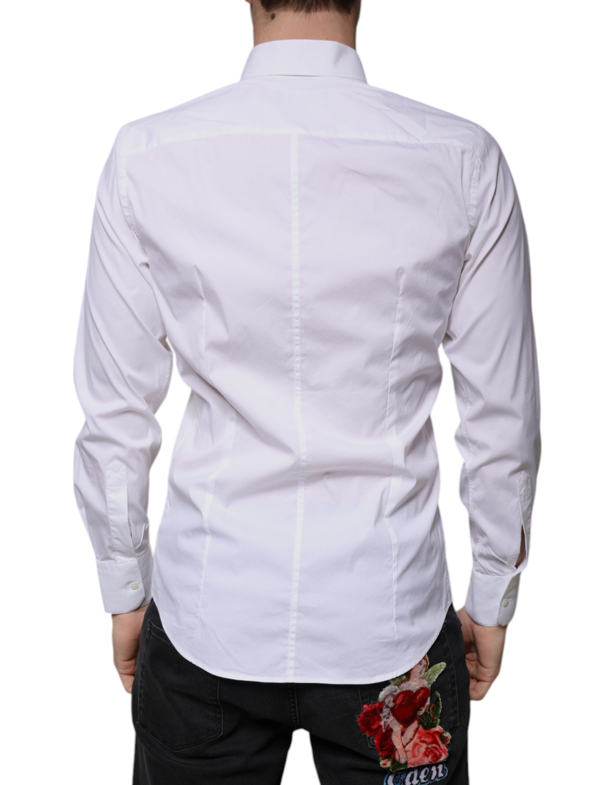 Dolce & Gabbana White Cotton Blend Formal MARTINI Men's Shirt (Pre-Owned)