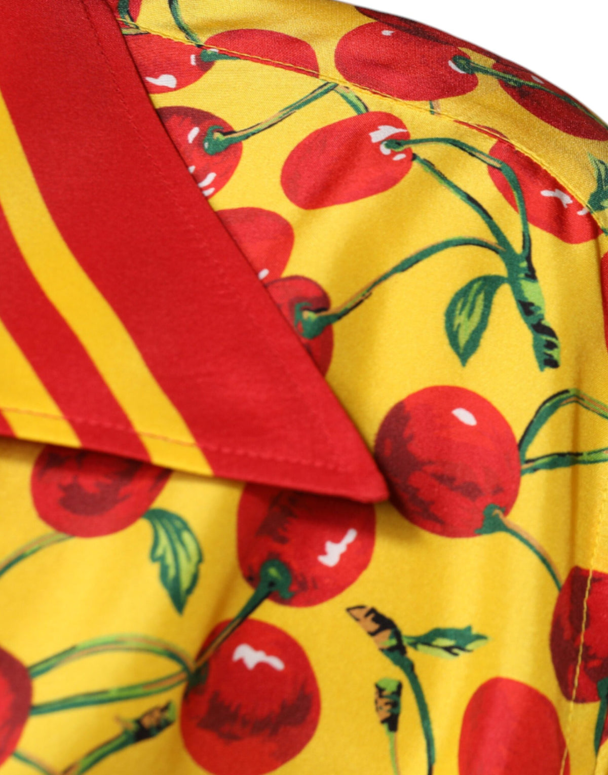 Dolce & Gabbana Yellow Cherry Button Down Silk Casual Men's Shirt