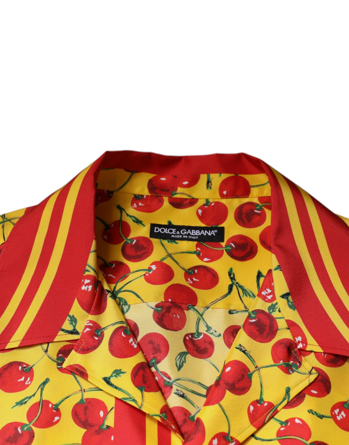 Dolce & Gabbana Yellow Cherry Button Down Silk Casual Men's Shirt
