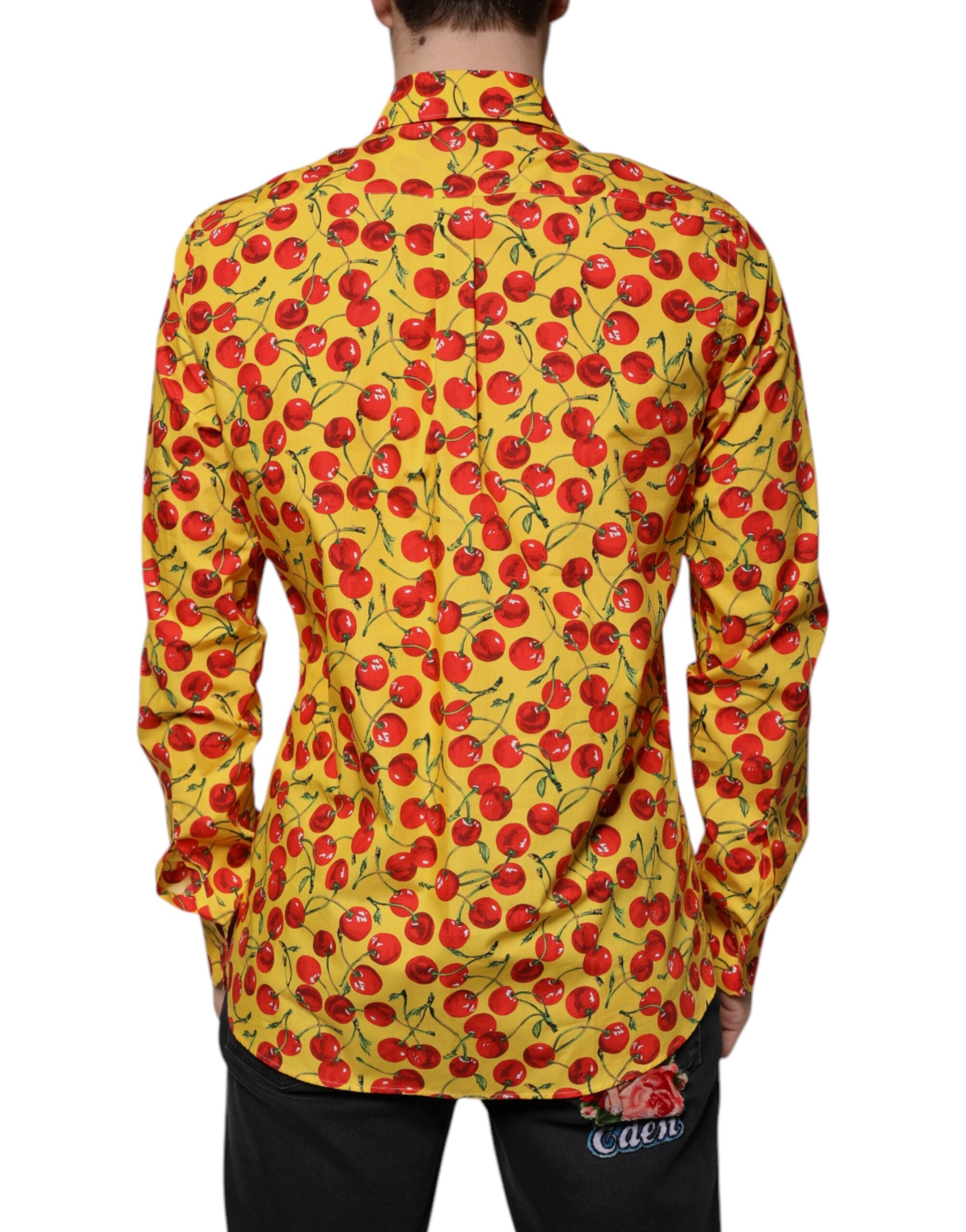 Dolce & Gabbana Yellow Cherry Cotton MARTINI Dress Men's Shirt
