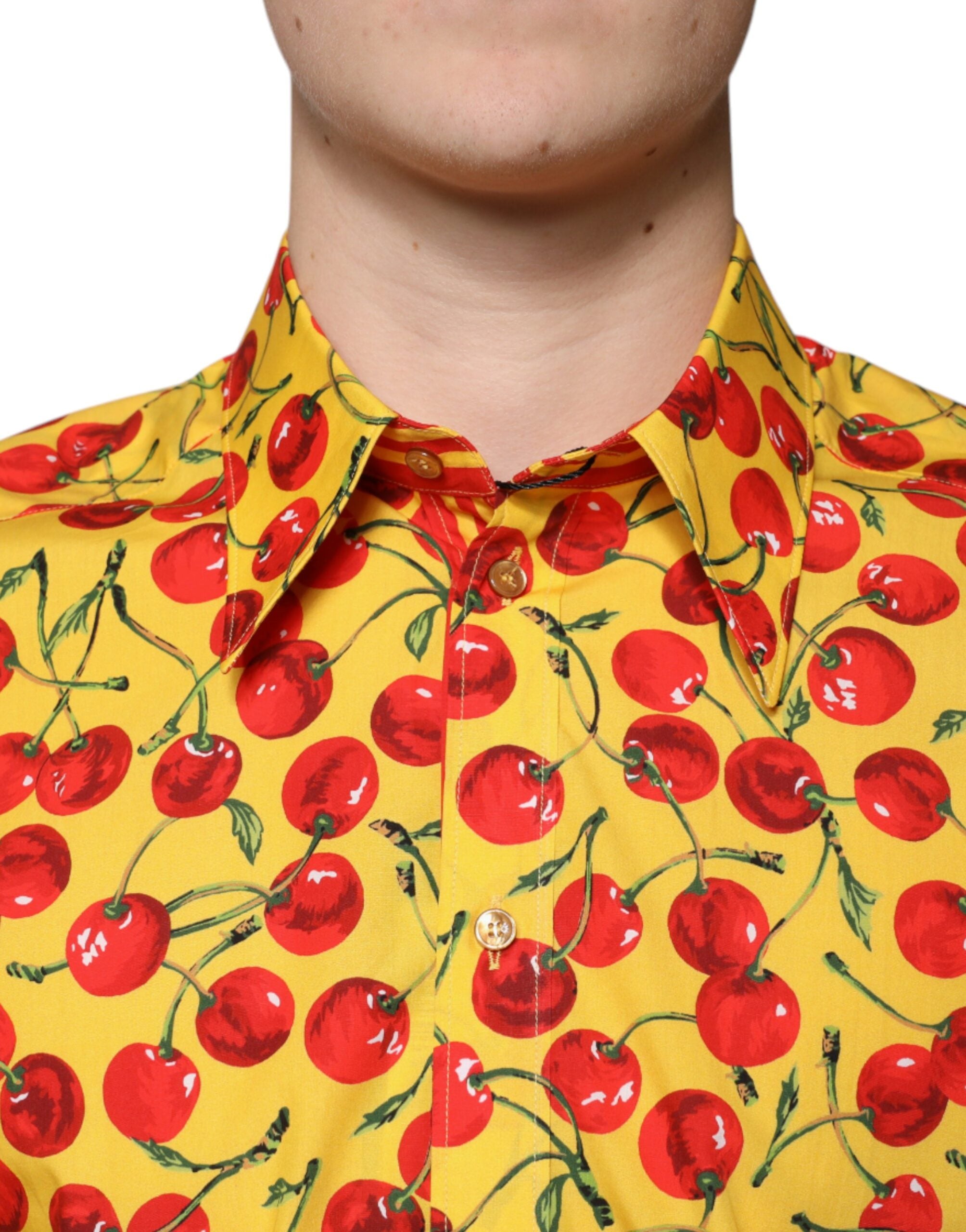 Dolce & Gabbana Yellow Cherry Cotton MARTINI Dress Men's Shirt