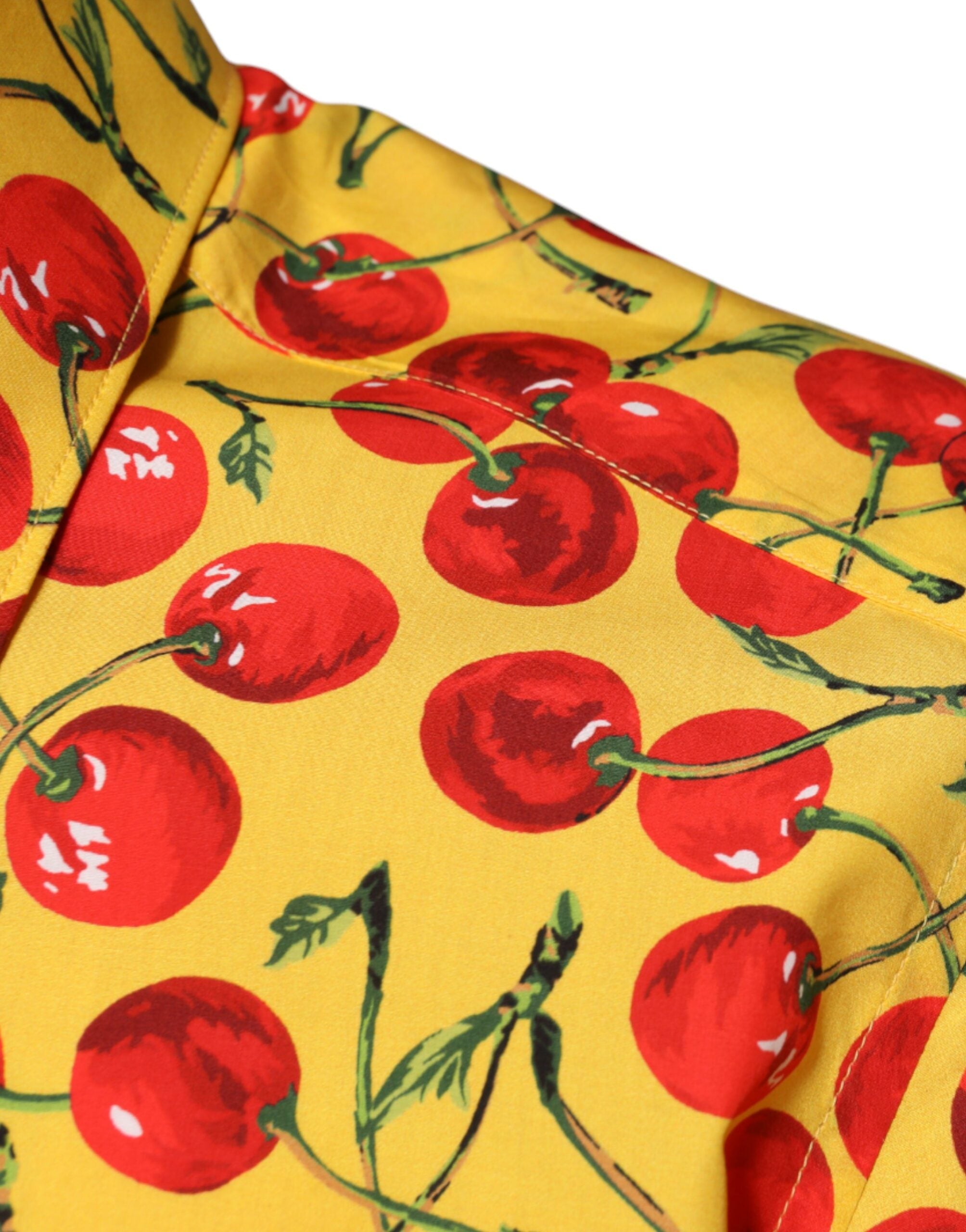Dolce & Gabbana Yellow Cherry Cotton MARTINI Dress Men's Shirt