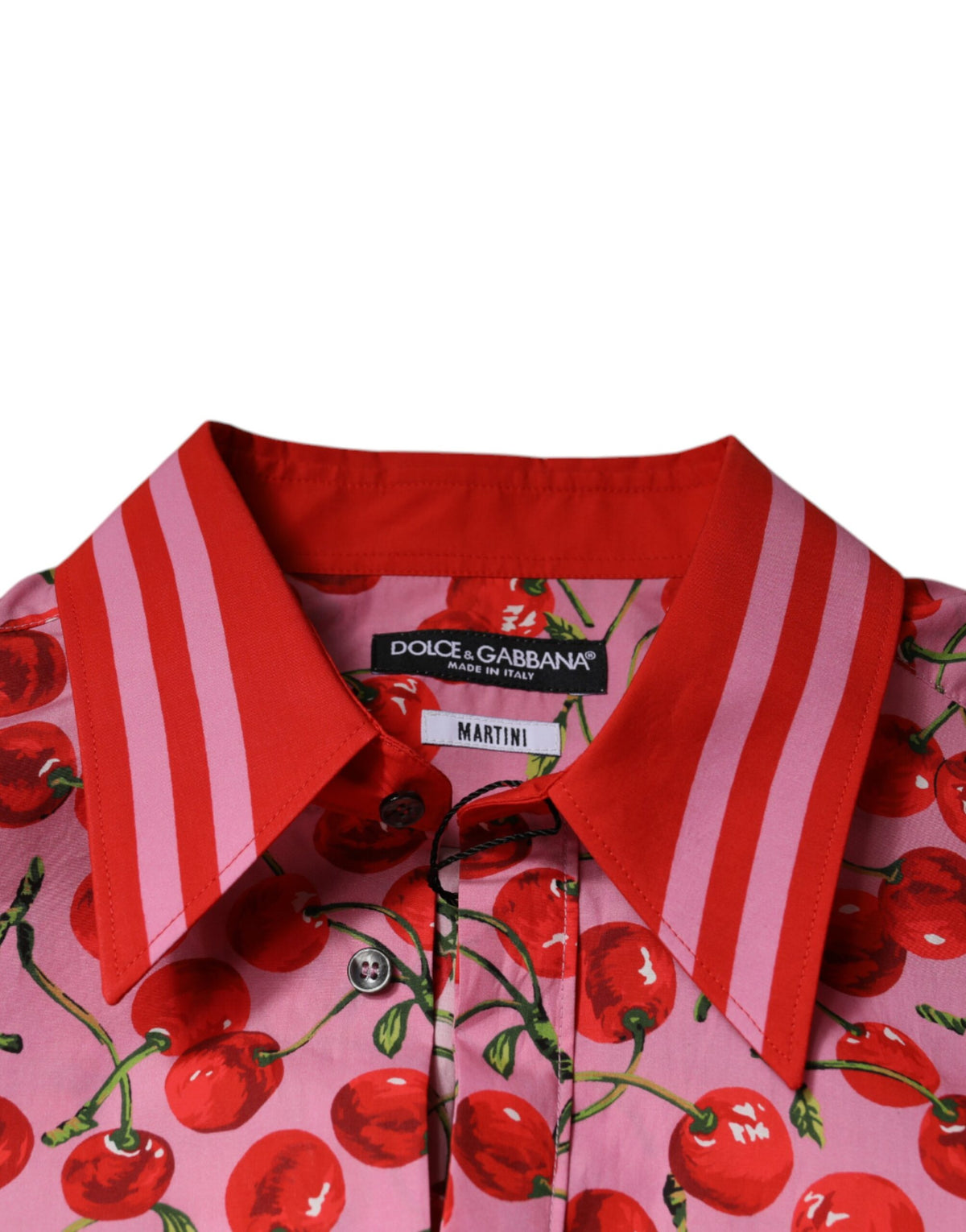 Dolce & Gabbana Pink Cherry Cotton Formal MARTINI Dress Men's Shirt