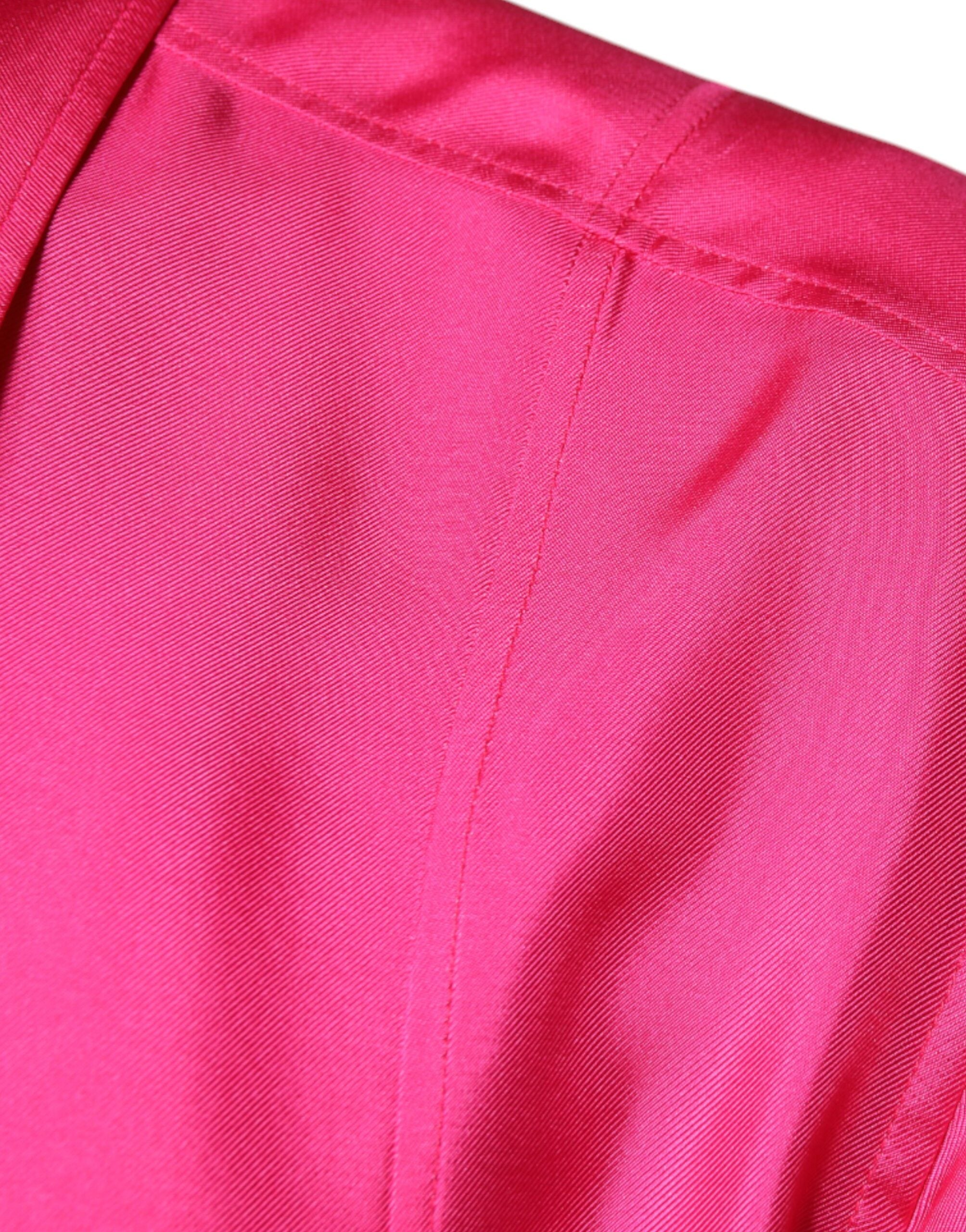 Dolce & Gabbana Pink Silk Collared Button Down Men Men's Shirt