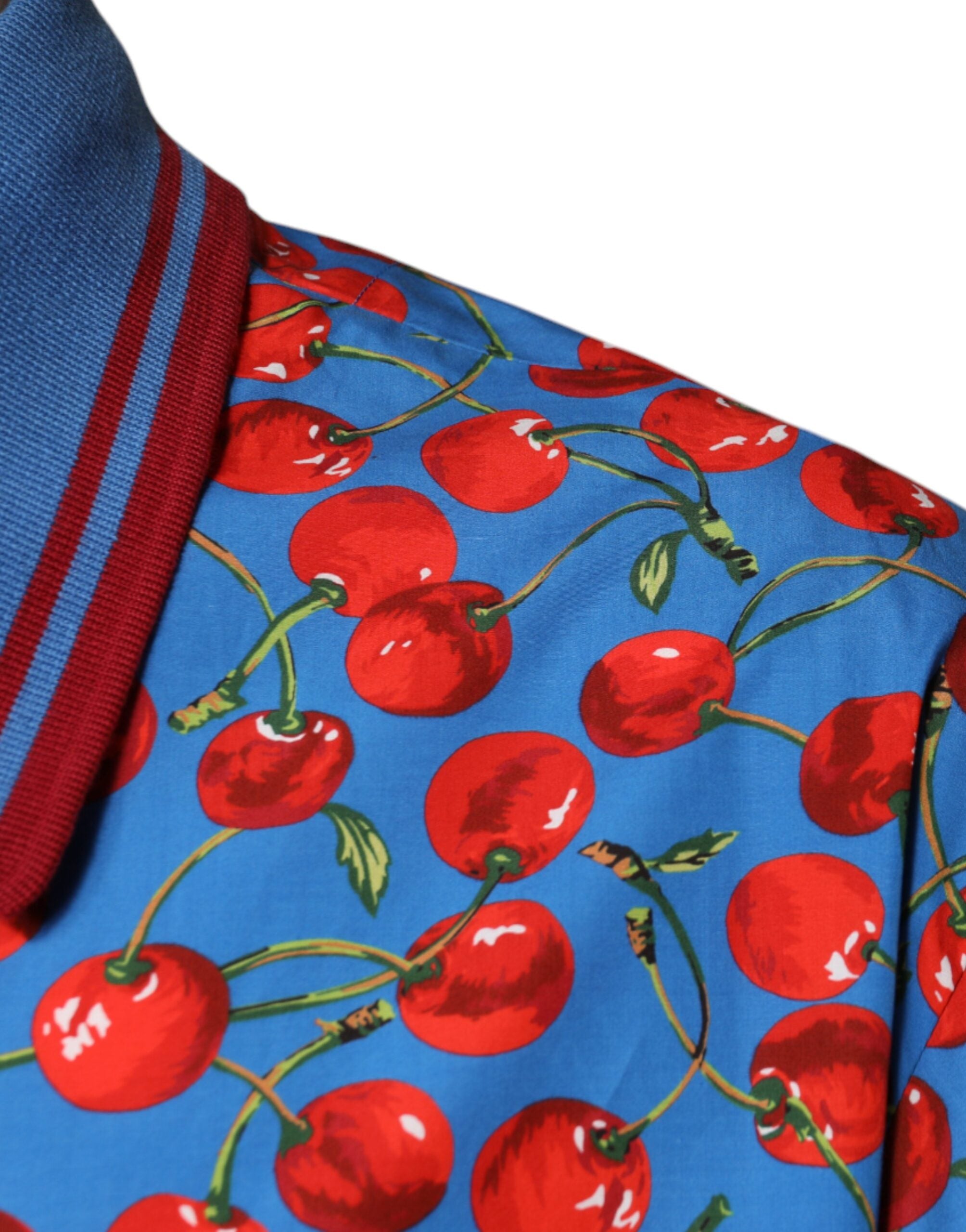 Dolce & Gabbana Blue Cherry Cotton Collared Men Polo Men's T-shirt