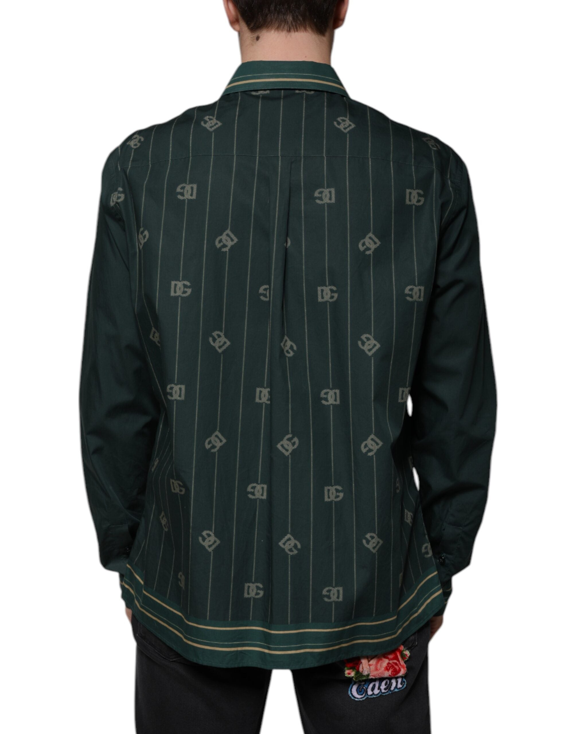 Dolce & Gabbana Green Logo Long Sleeve MARTINI Casual Men's Shirt