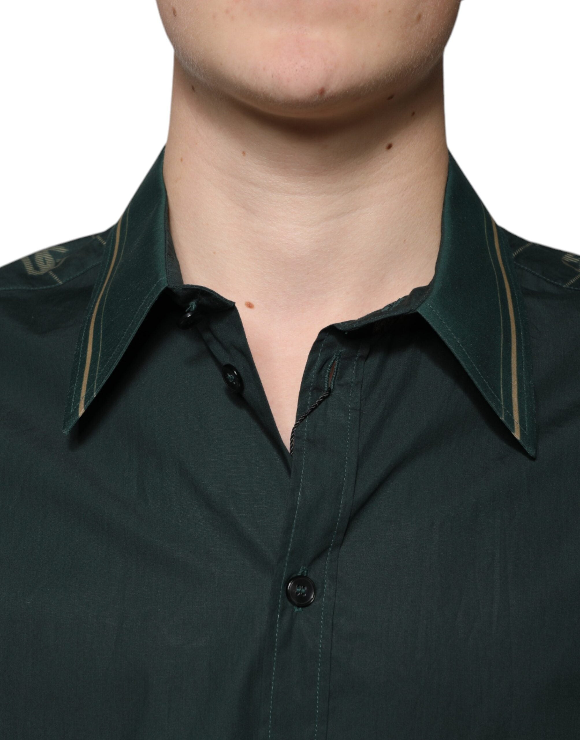 Dolce & Gabbana Green Logo Long Sleeve MARTINI Casual Men's Shirt