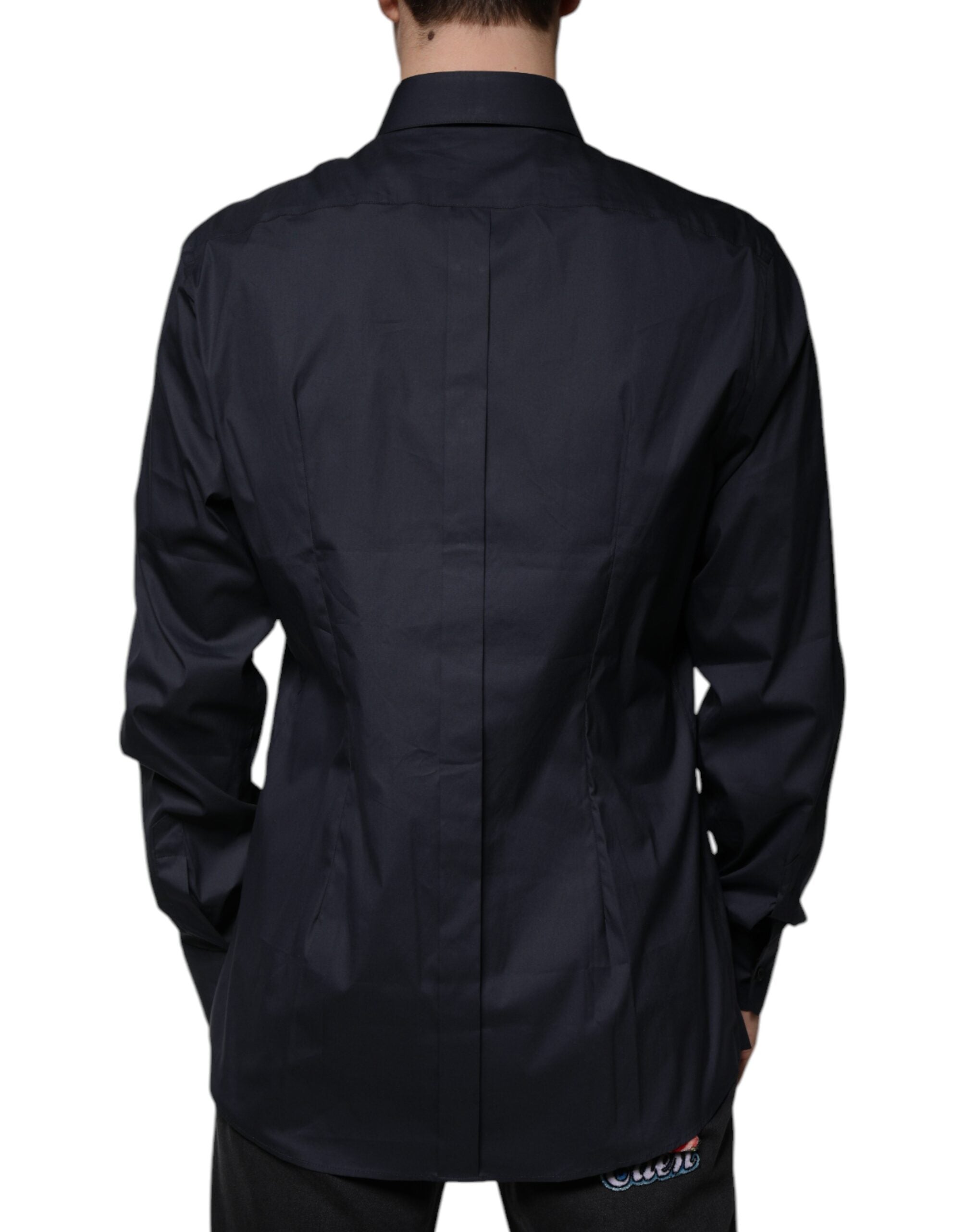 Dolce & Gabbana Black Cotton Blend Formal GOLD Dress Men's Shirt