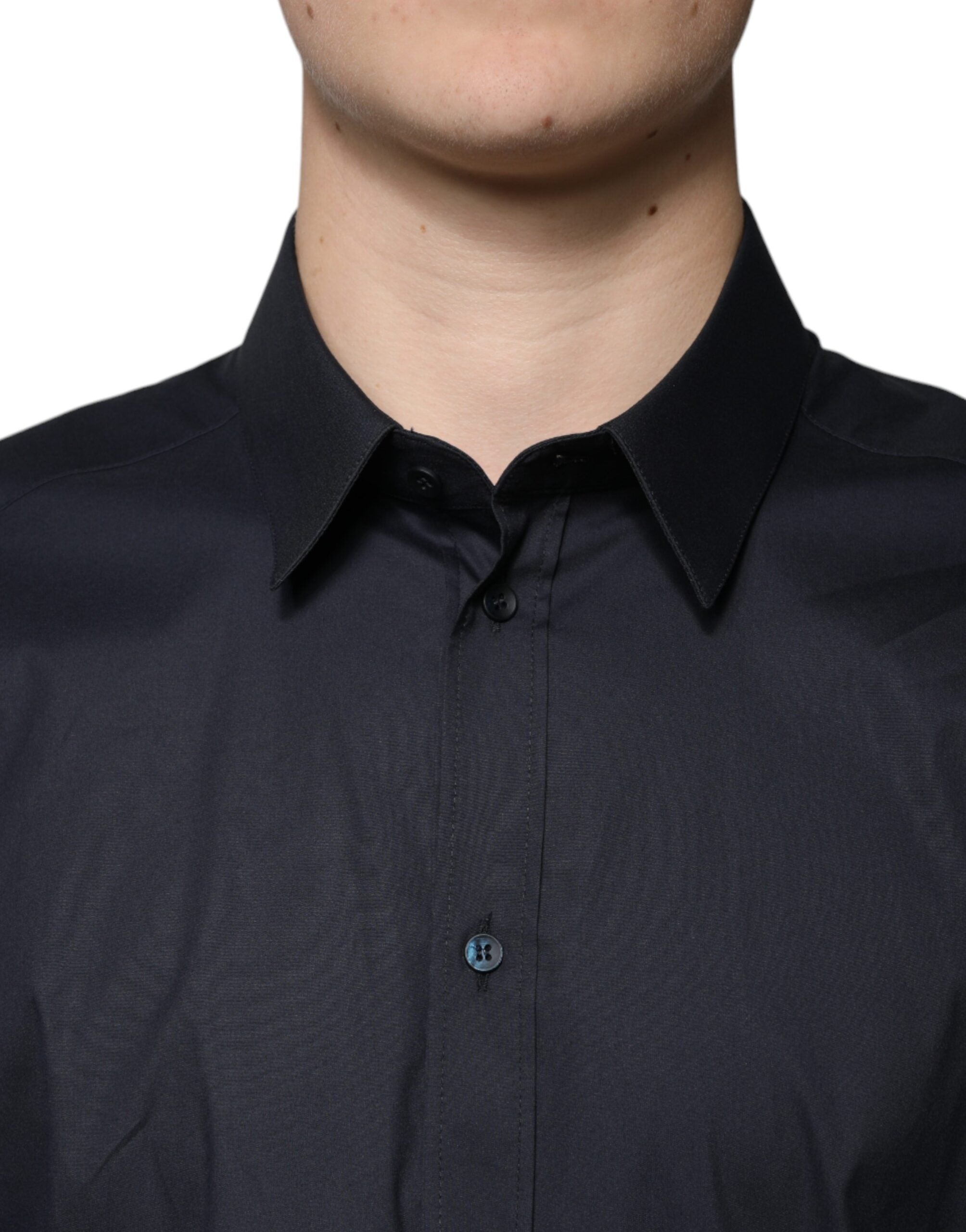 Dolce & Gabbana Black Cotton Blend Formal GOLD Dress Men's Shirt