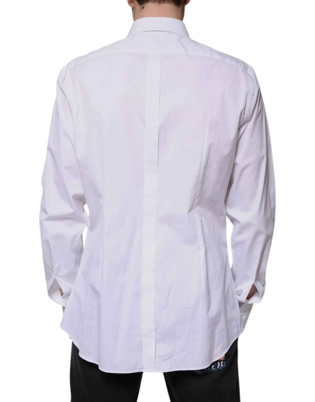 Dolce & Gabbana White Bib Cotton Poplin GOLD Formal Men's Shirt