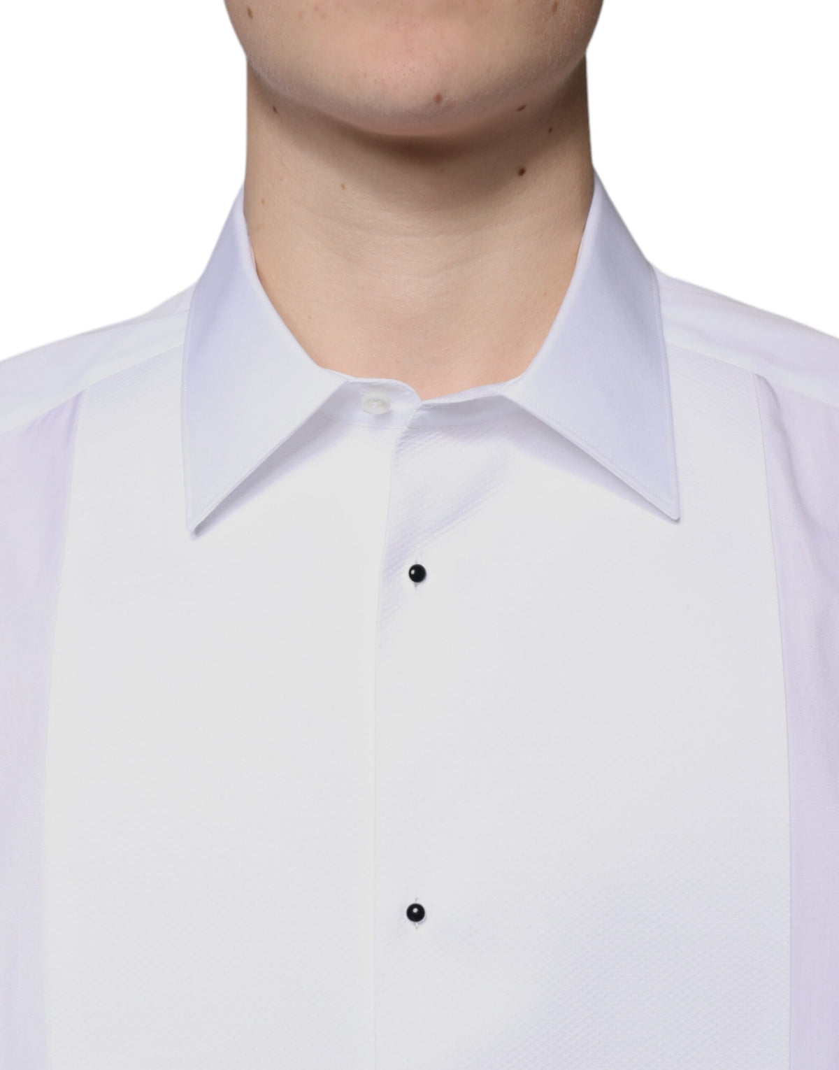 Dolce & Gabbana White Bib Cotton Poplin GOLD Formal Men's Shirt