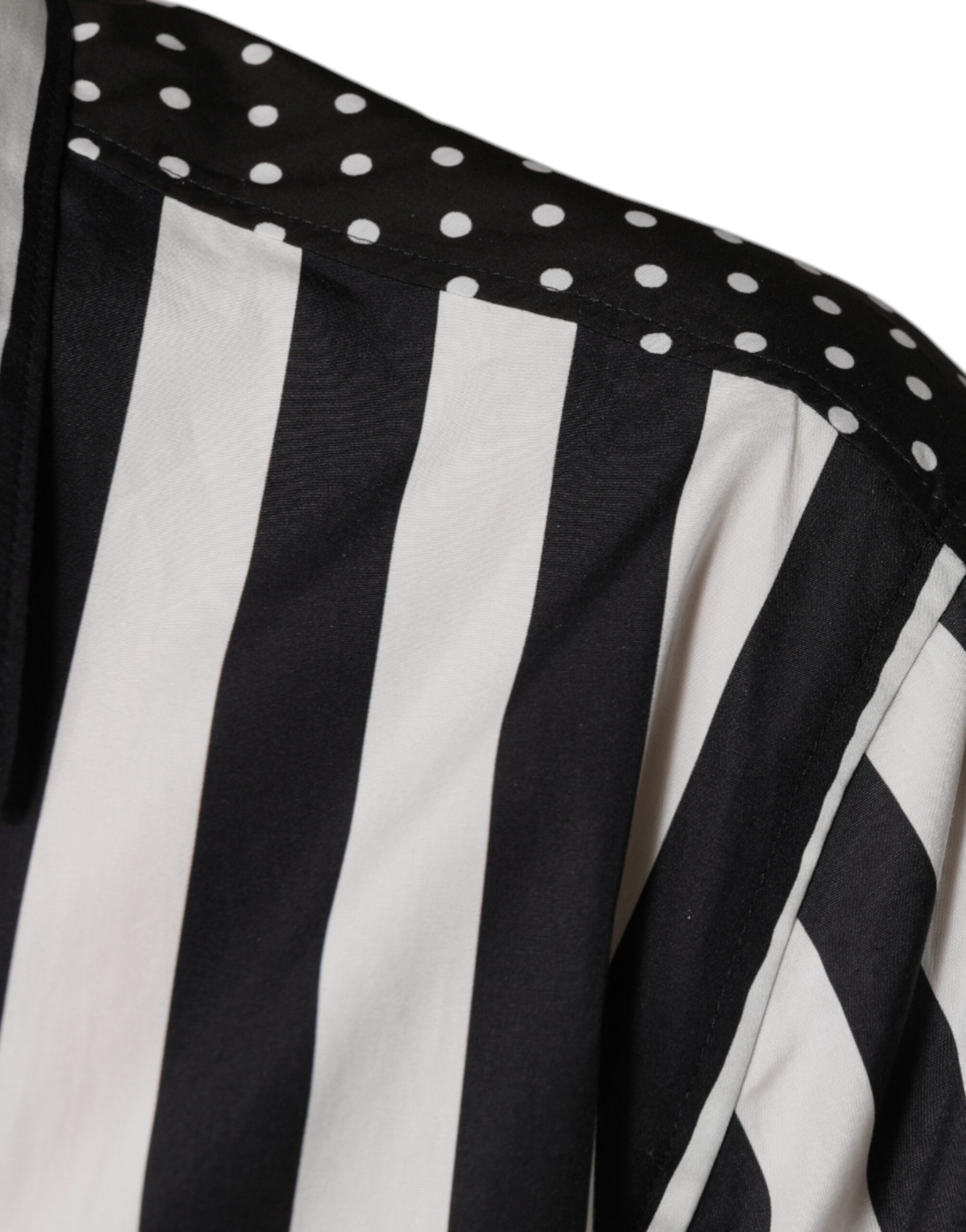 Dolce & Gabbana Black White Striped Button Down Casual Men's Shirt