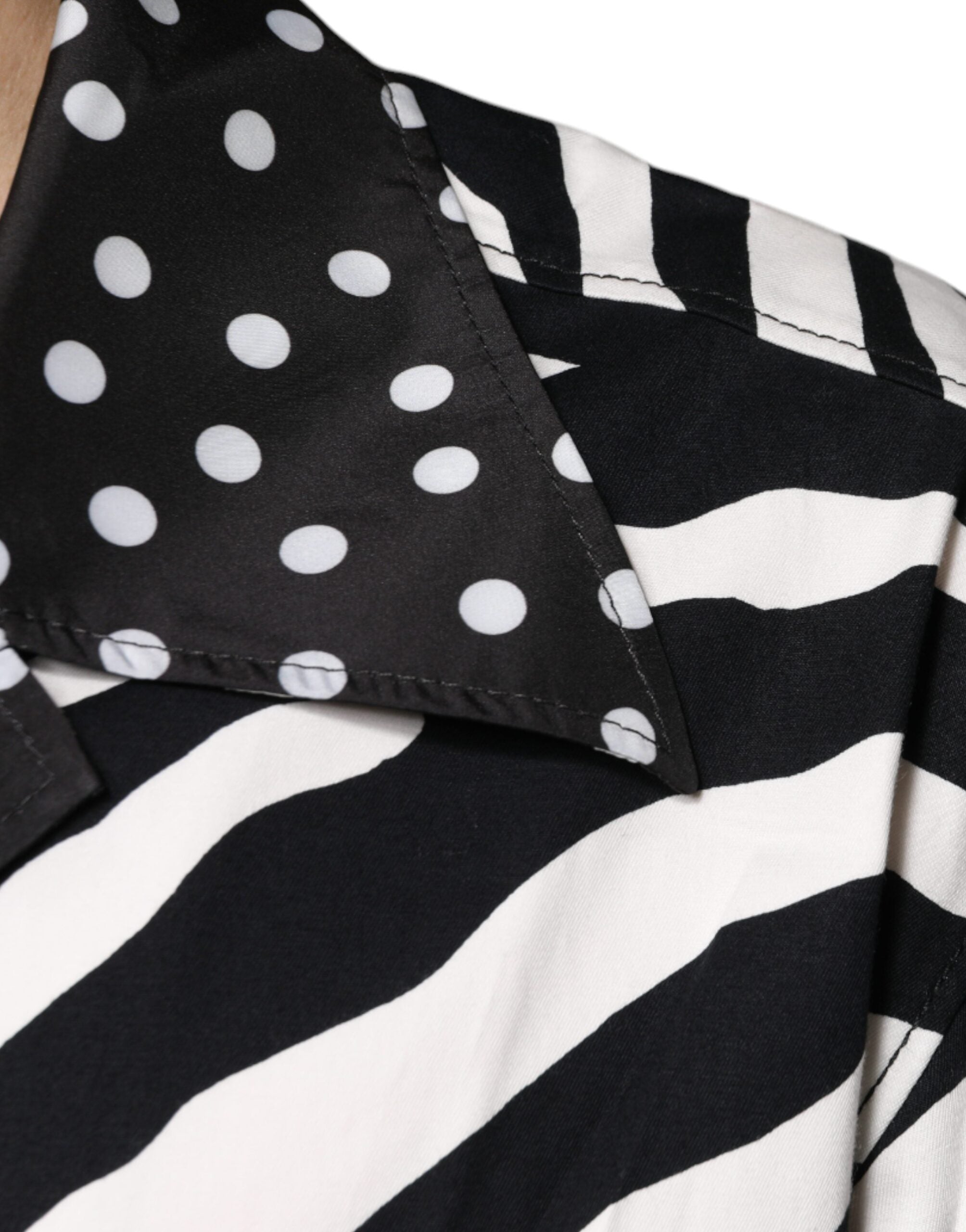 Dolce & Gabbana Black White Zebra Button Down Oversize Men's Shirt