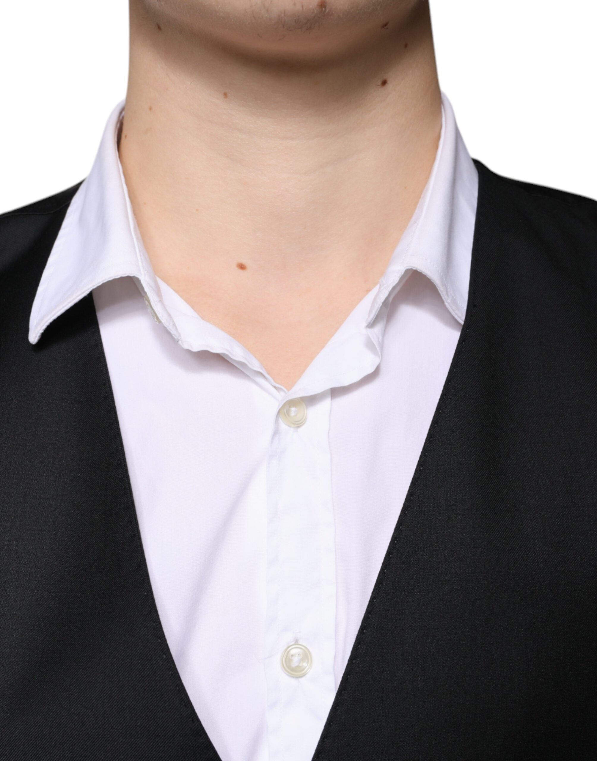 Dolce & Gabbana Black Wool Formal Dress Men Waistcoat Men's Vest