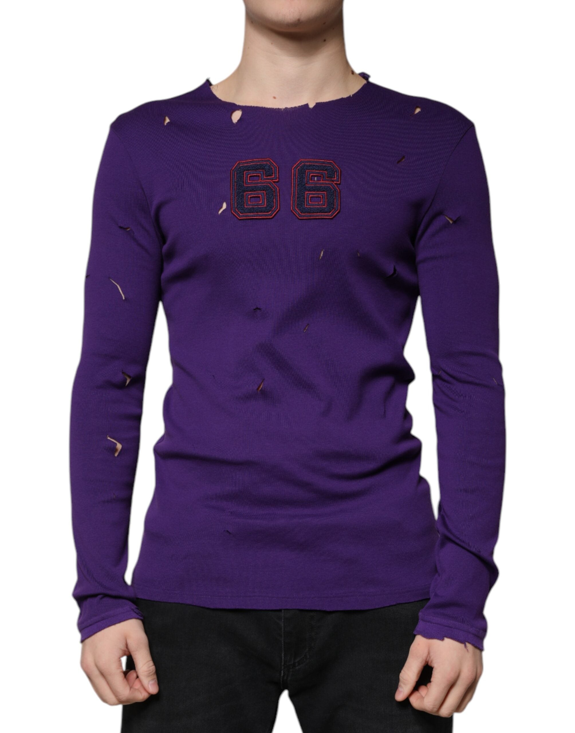 Dolce & Gabbana Purple Cotton Round Neck Pullover Men Men's Sweater