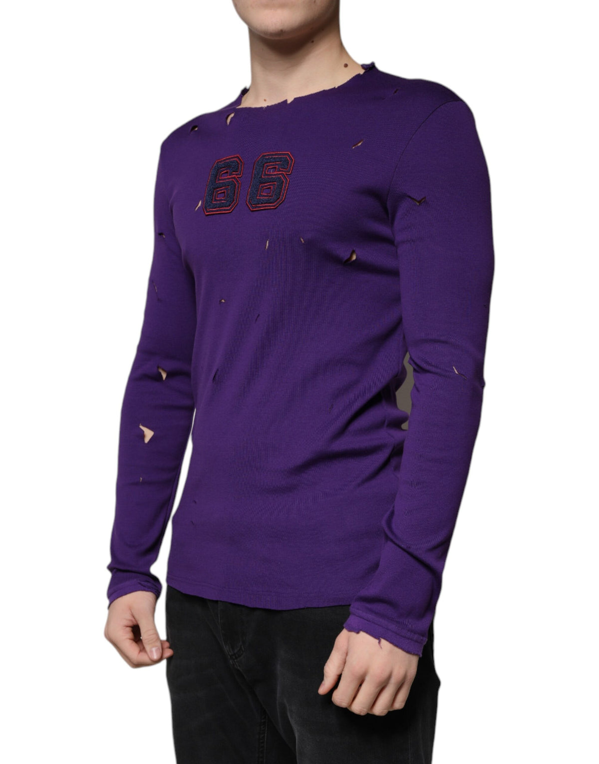 Dolce & Gabbana Purple Cotton Round Neck Pullover Men Men's Sweater