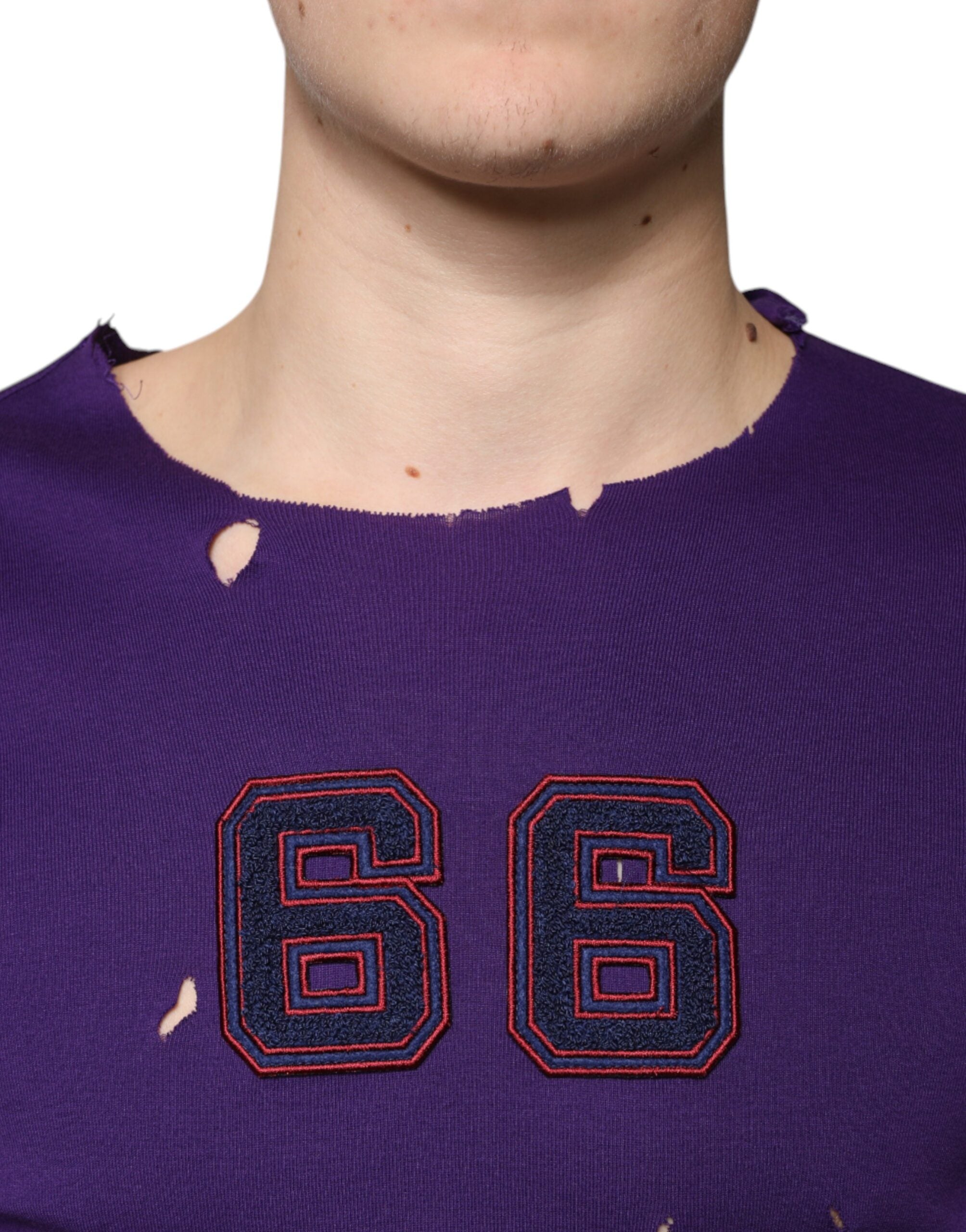 Dolce & Gabbana Purple Cotton Round Neck Pullover Men Men's Sweater