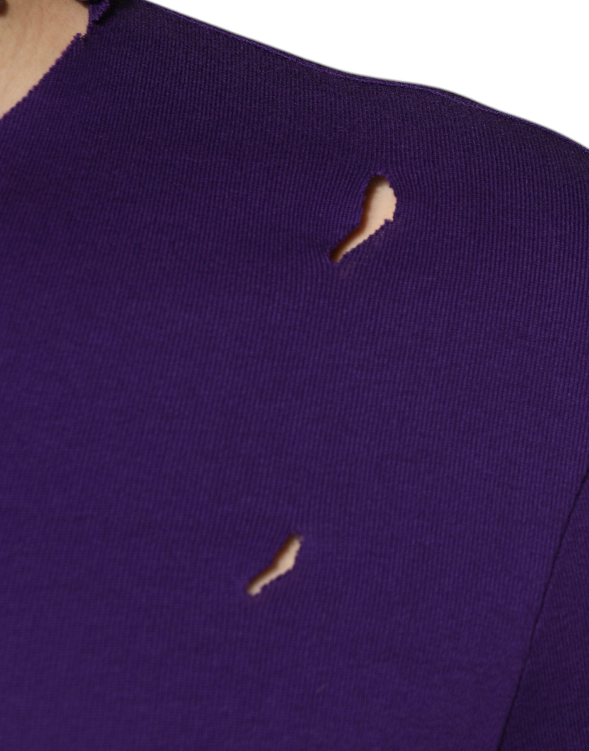 Dolce & Gabbana Purple Cotton Round Neck Pullover Men Men's Sweater