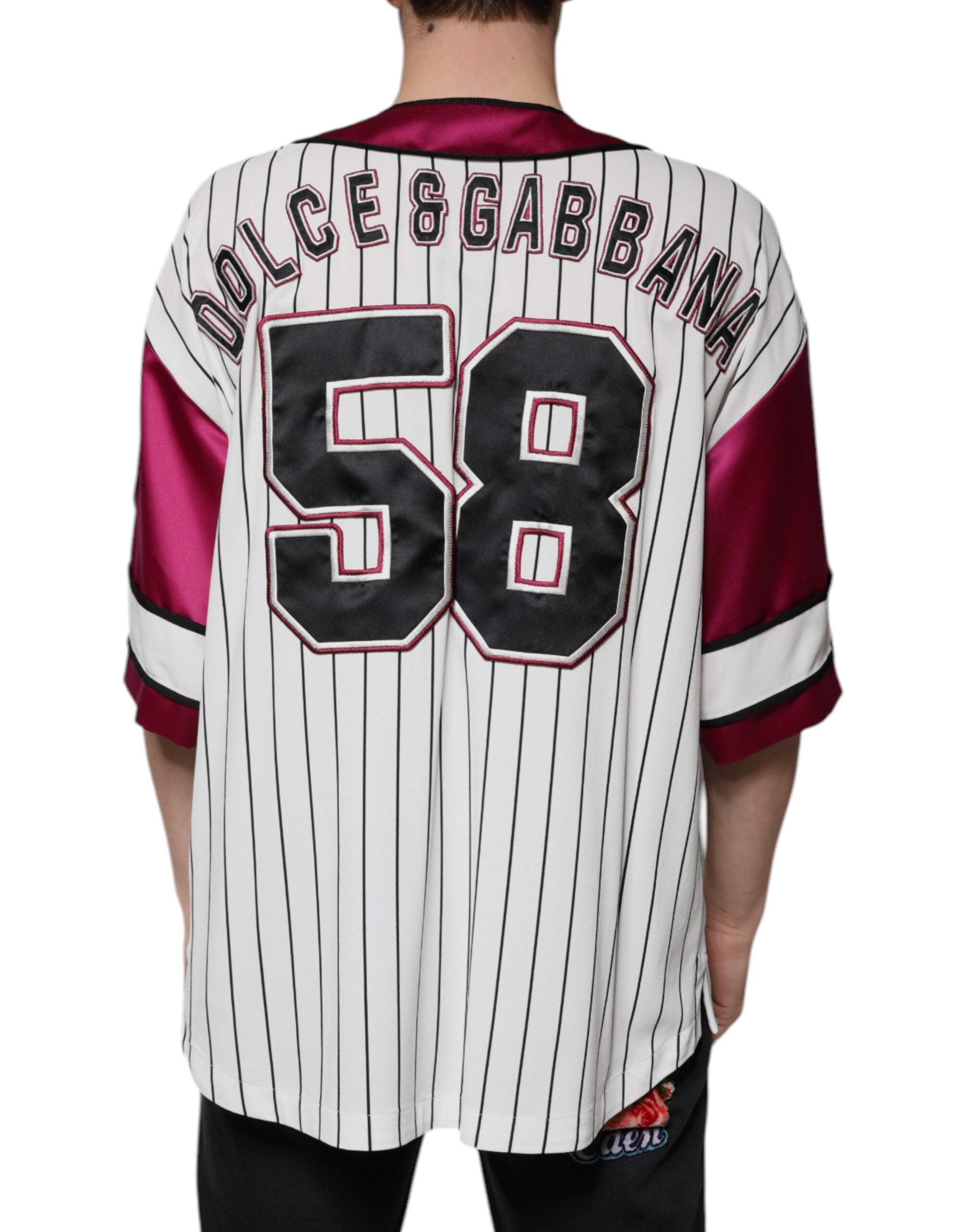 Dolce & Gabbana Multicolor Logo Jersey Button V-neck Men's T-shirt