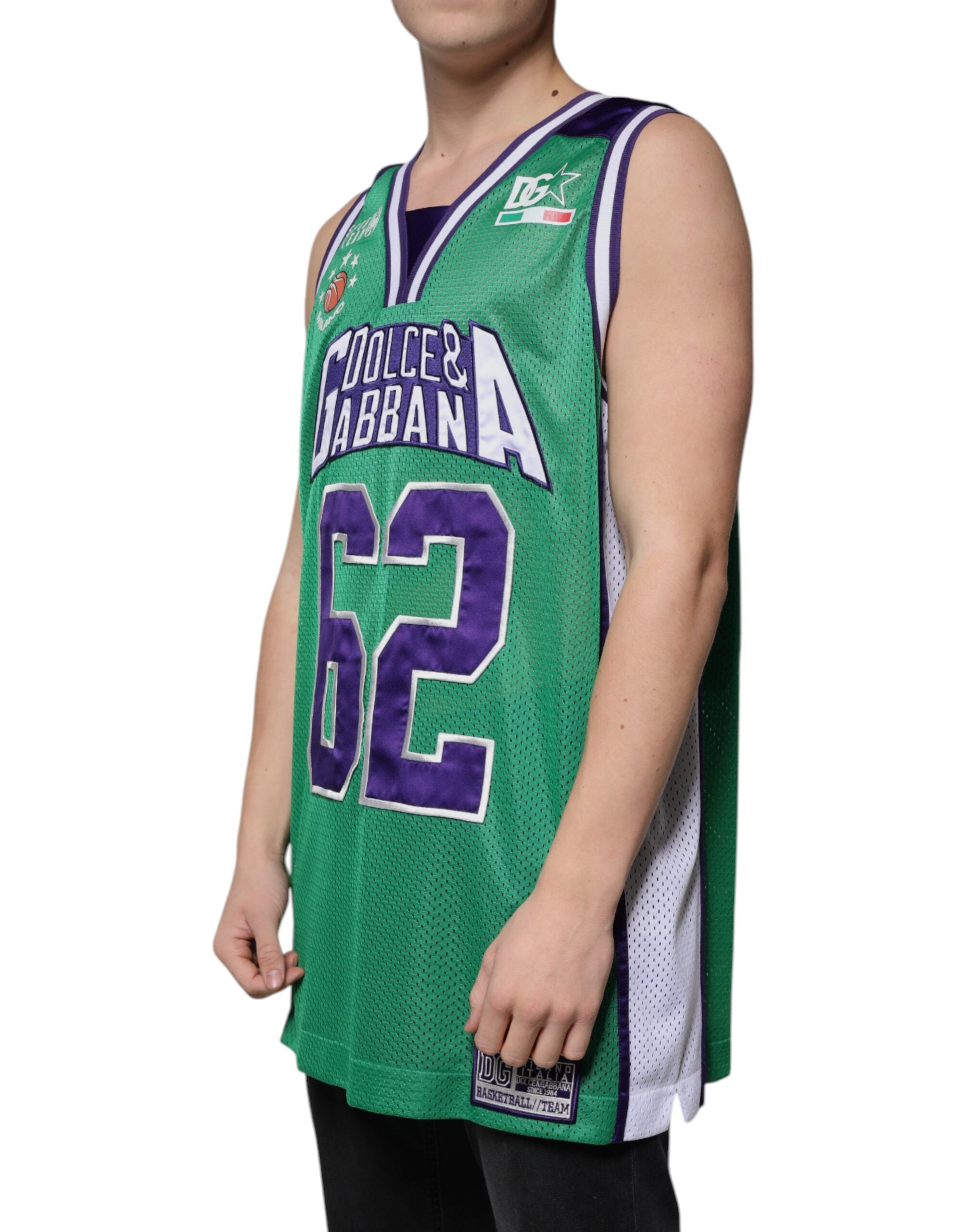 Dolce & Gabbana Green Polyester Jersey Sleeveless Men's T-shirt