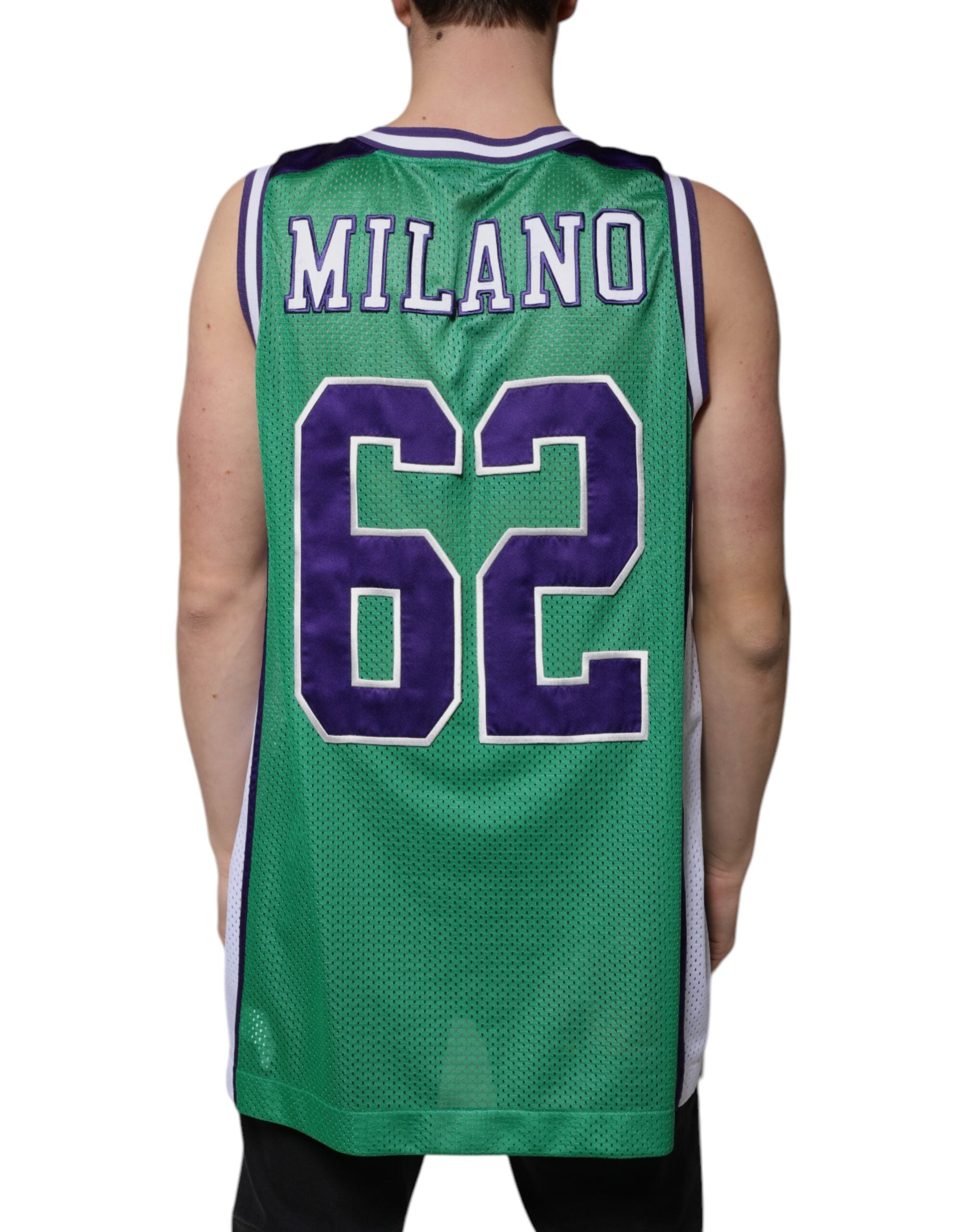 Dolce & Gabbana Green Polyester Jersey Sleeveless Men's T-shirt