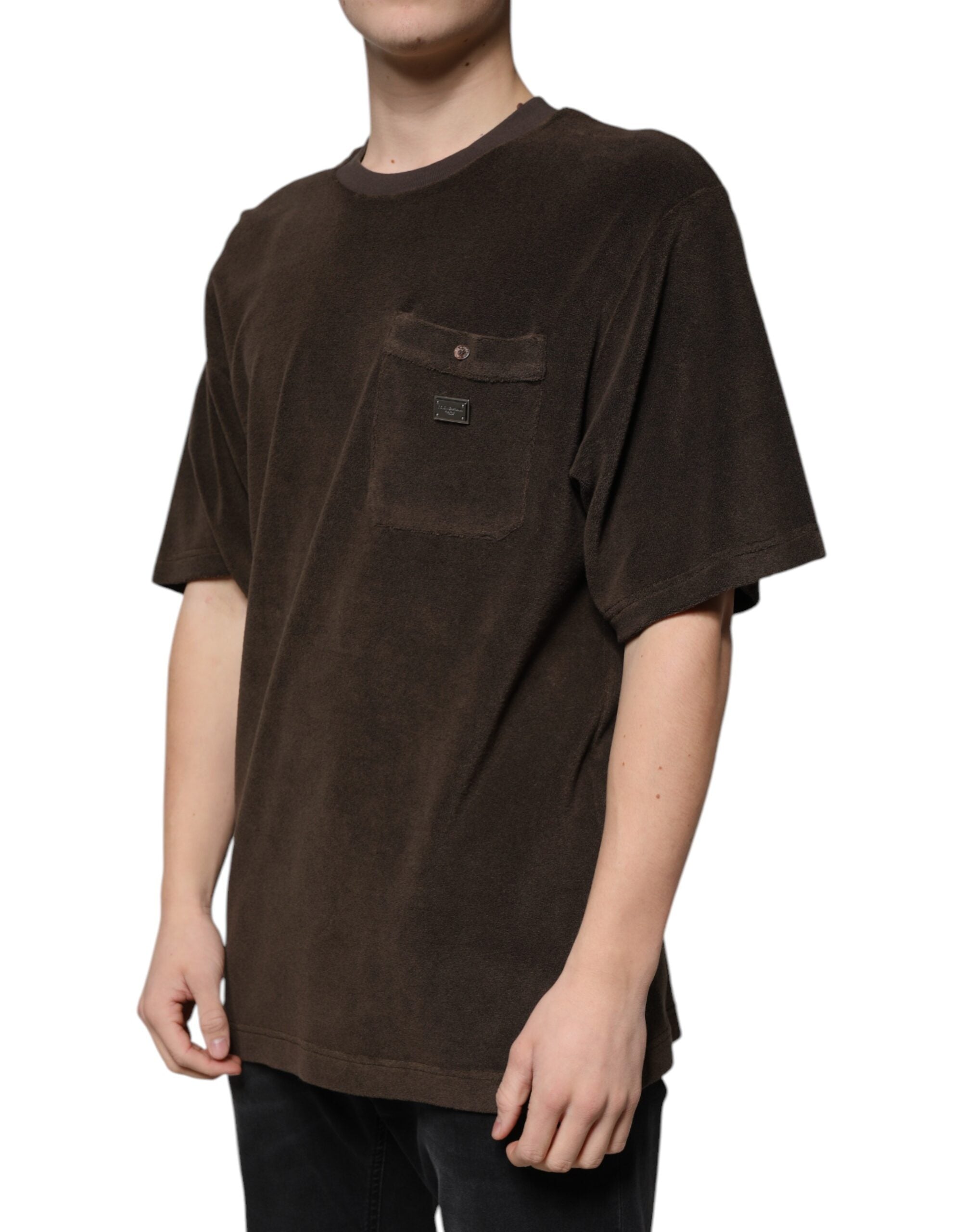 Dolce & Gabbana Brown Cotton Crew Neck Short Sleeves Men's T-shirt