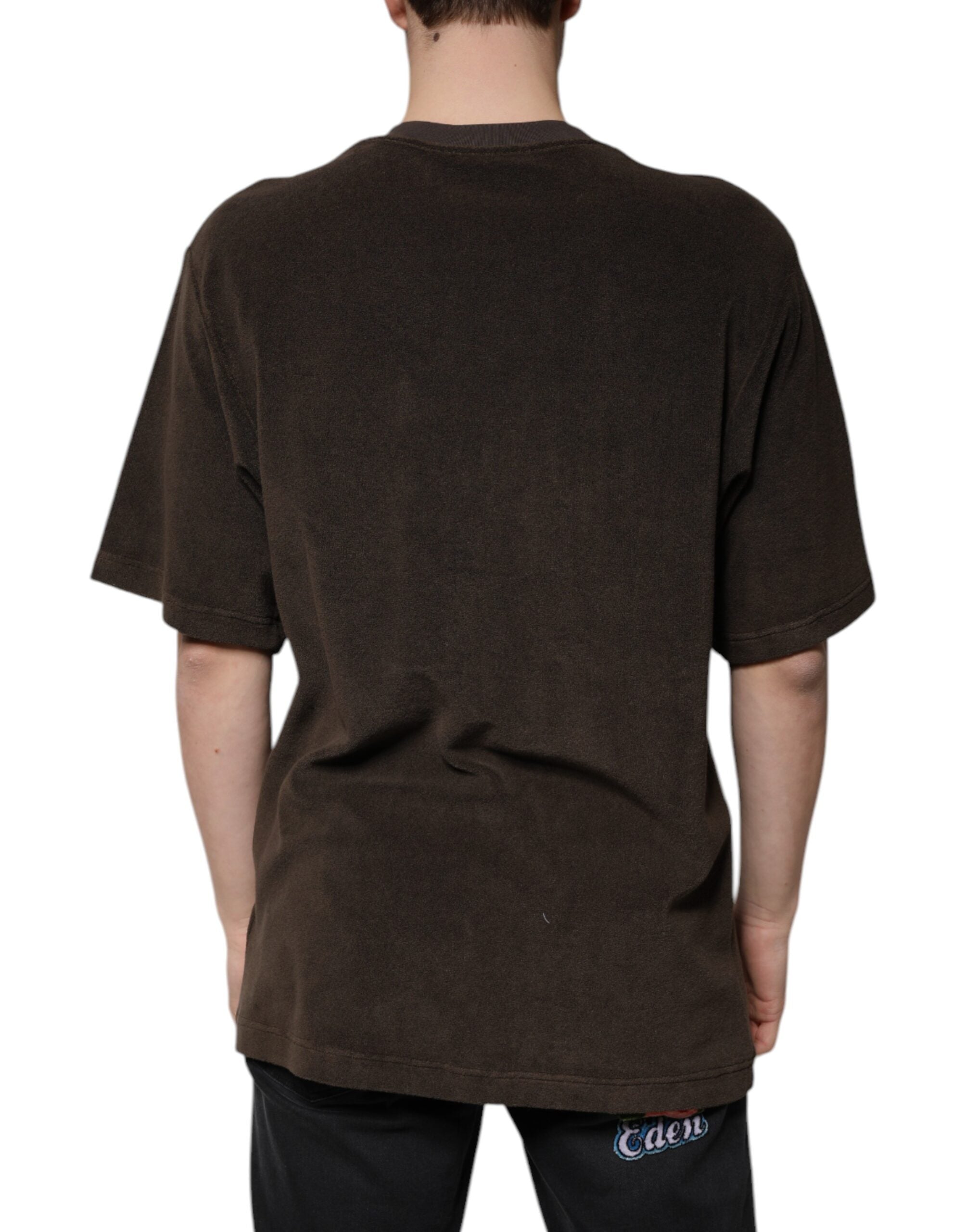 Dolce & Gabbana Brown Cotton Crew Neck Short Sleeves Men's T-shirt