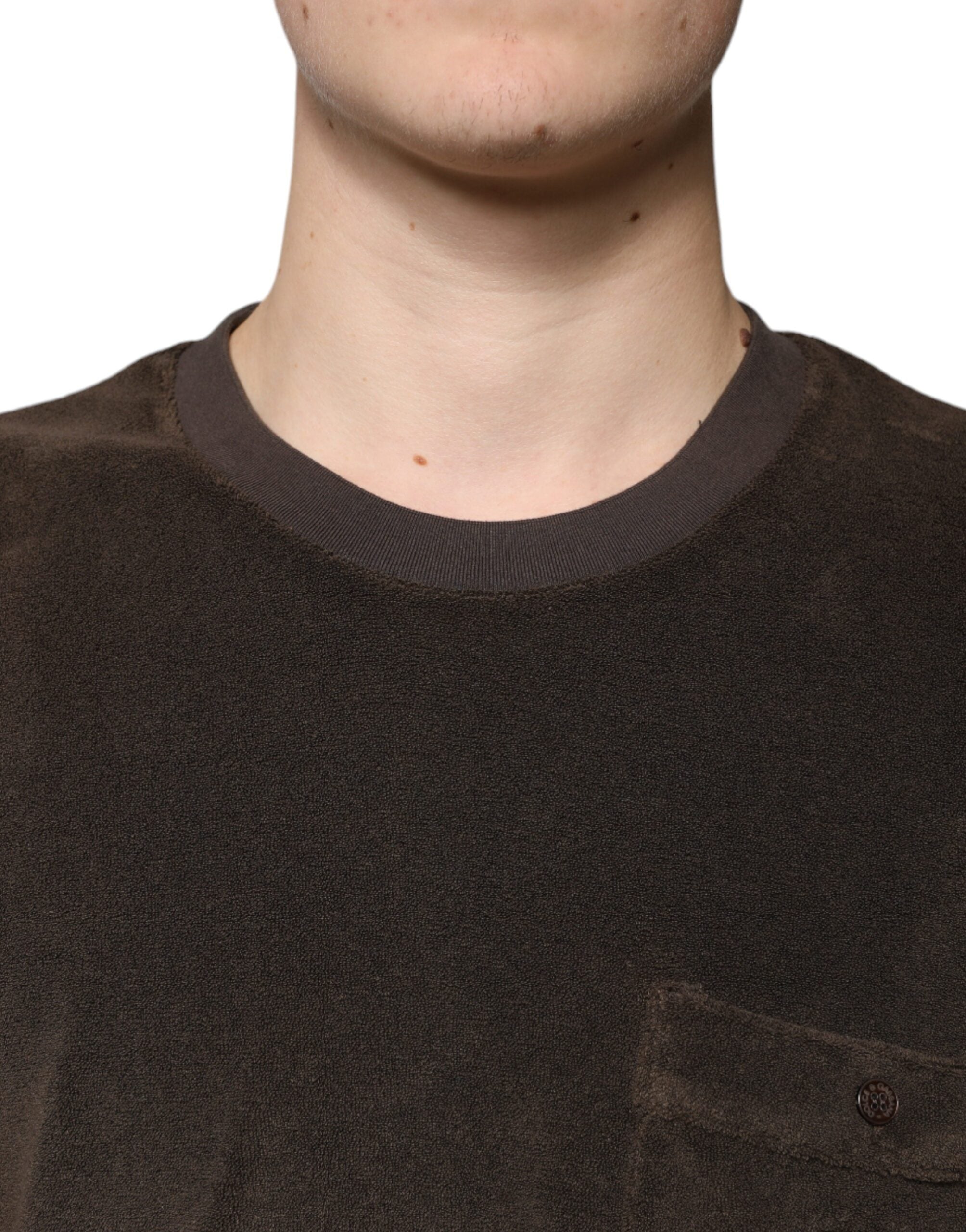 Dolce & Gabbana Brown Cotton Crew Neck Short Sleeves Men's T-shirt
