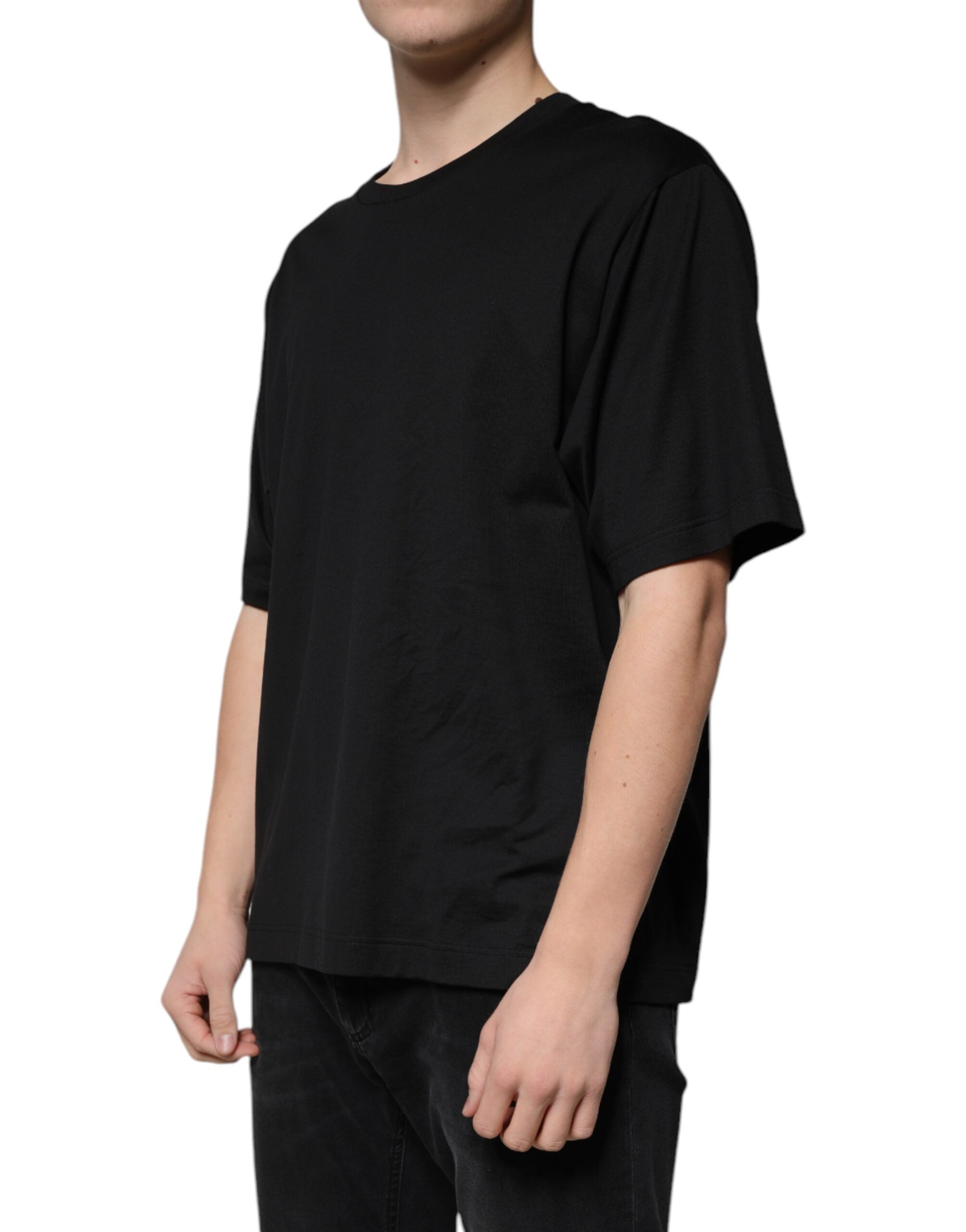 Dolce & Gabbana Black Cotton Crew Neck Short Sleeves Men's T-shirt