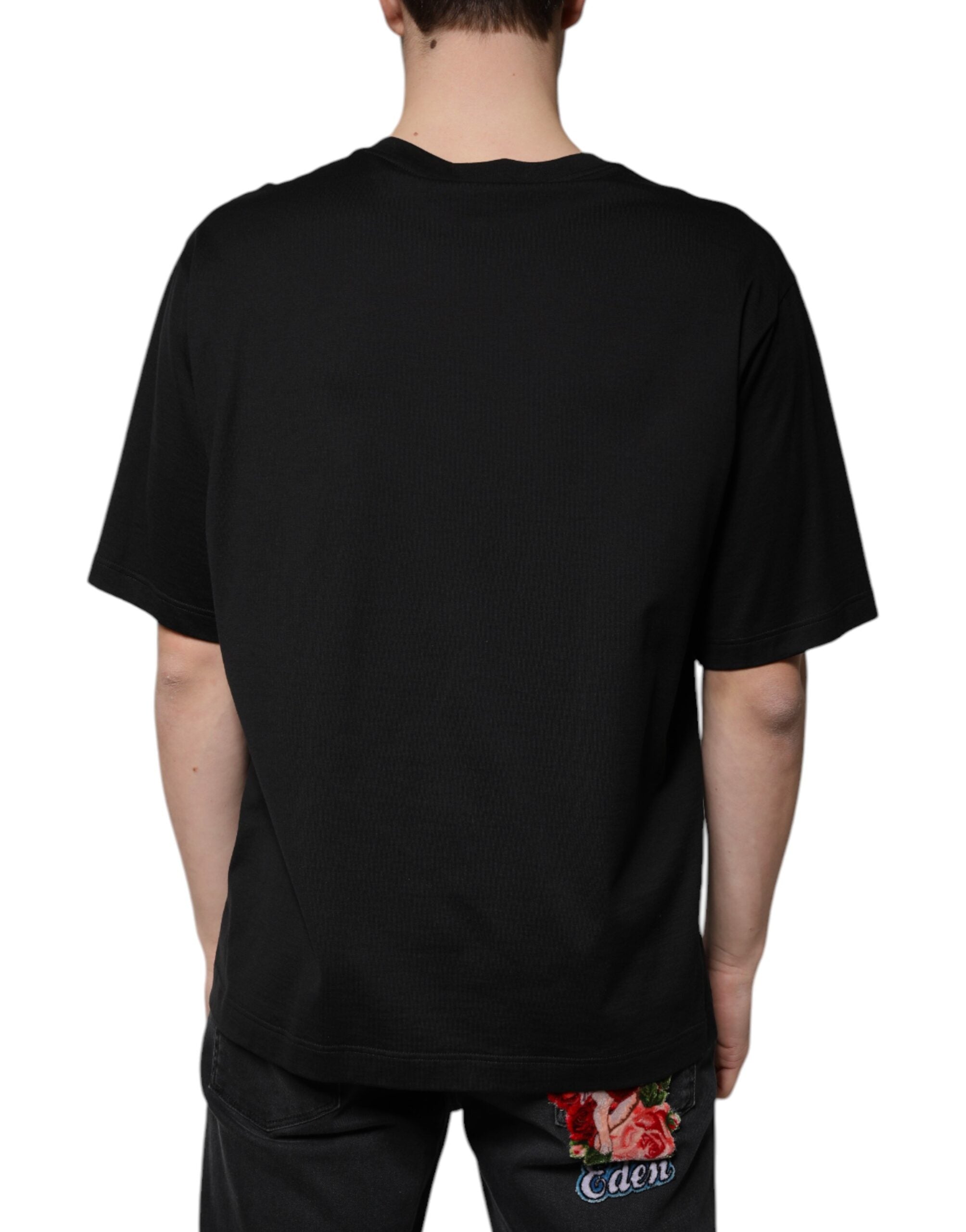 Dolce & Gabbana Black Cotton Crew Neck Short Sleeves Men's T-shirt