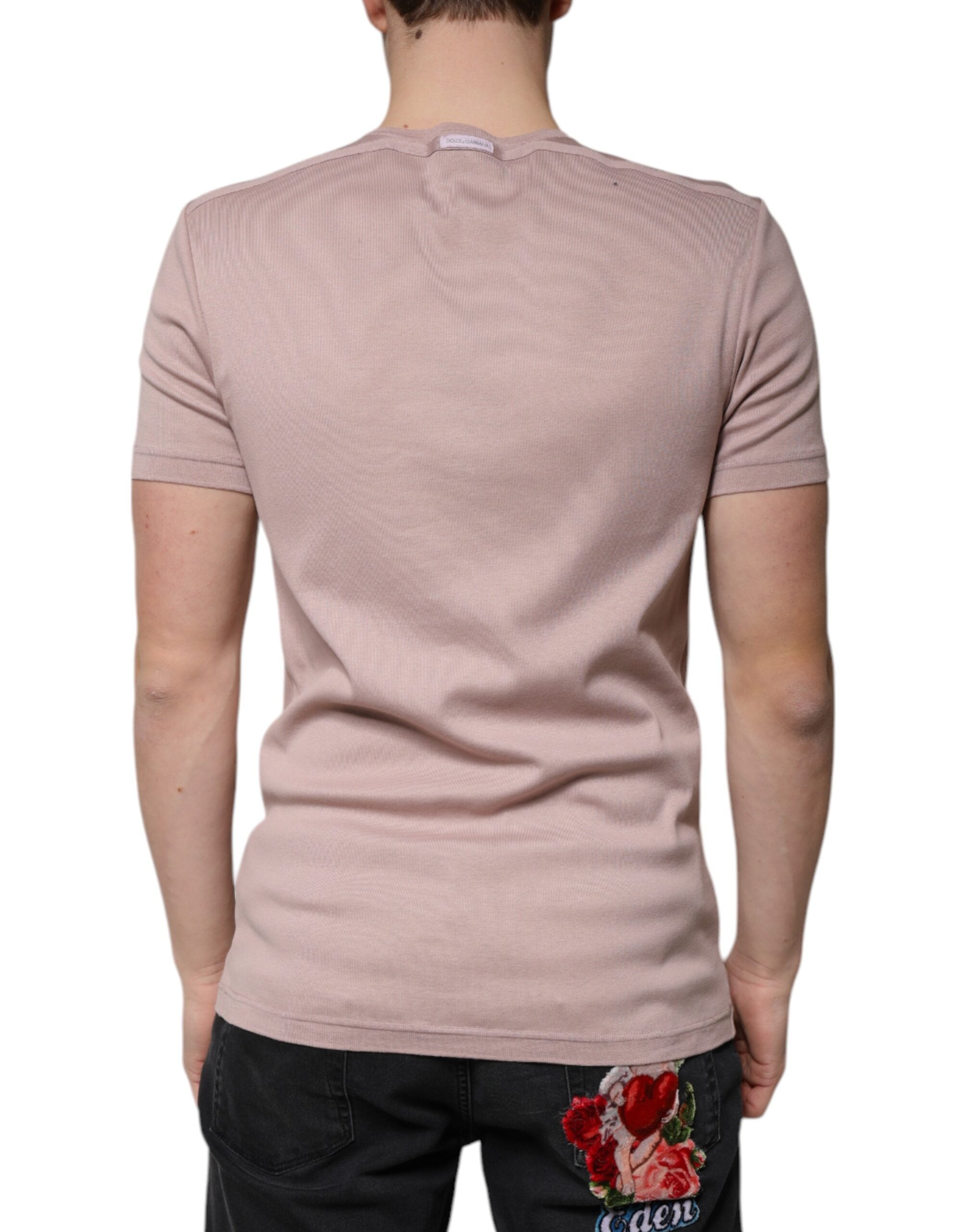 Dolce & Gabbana Brown Cotton Short Sleeves Round Neck Men's T-shirt